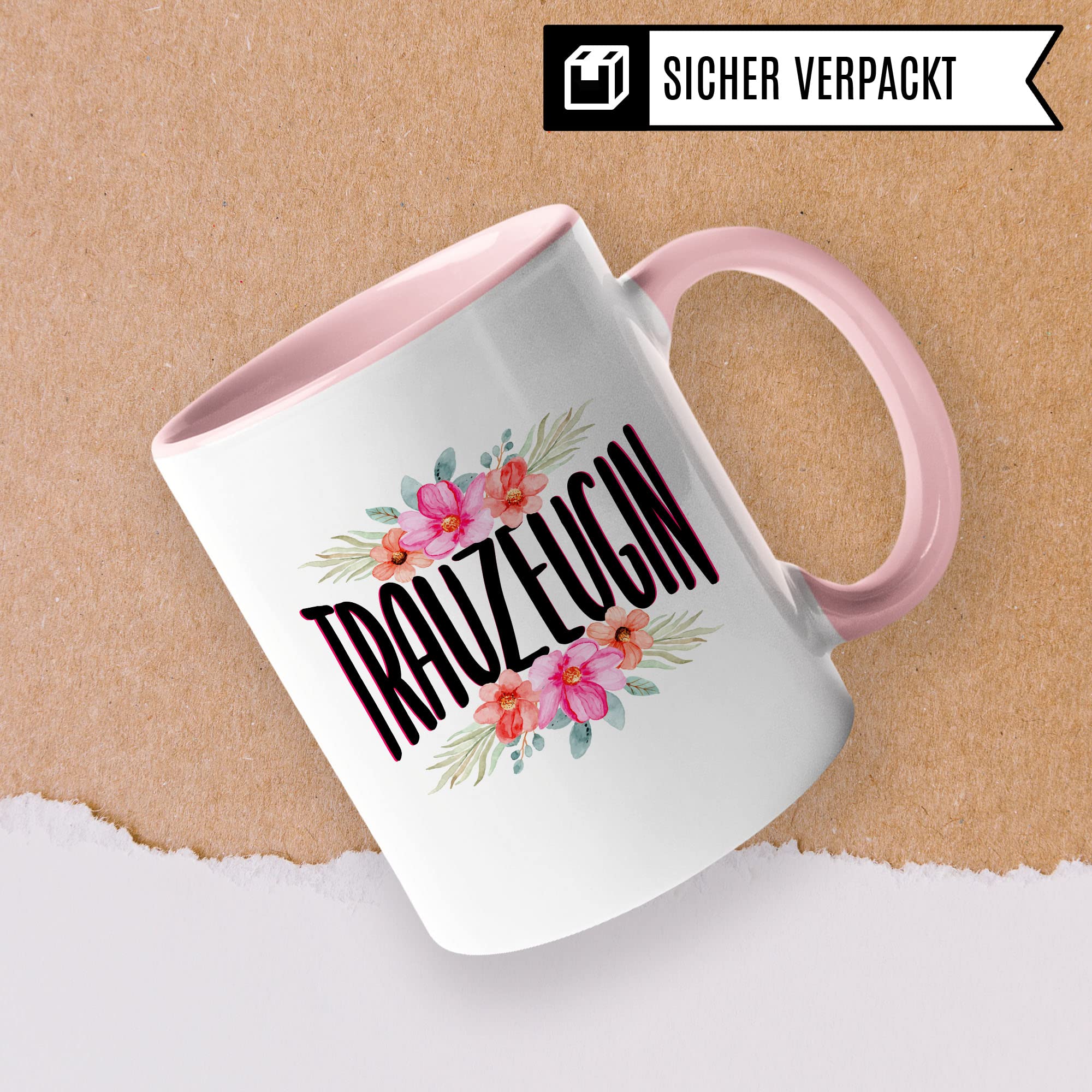 Trauzeugin fragen Tasse Geschenk Trauzeugin süßes Trauzeugin-Motiv schöne Geschenkidee Kaffeetasse Teebecher Hochzeit