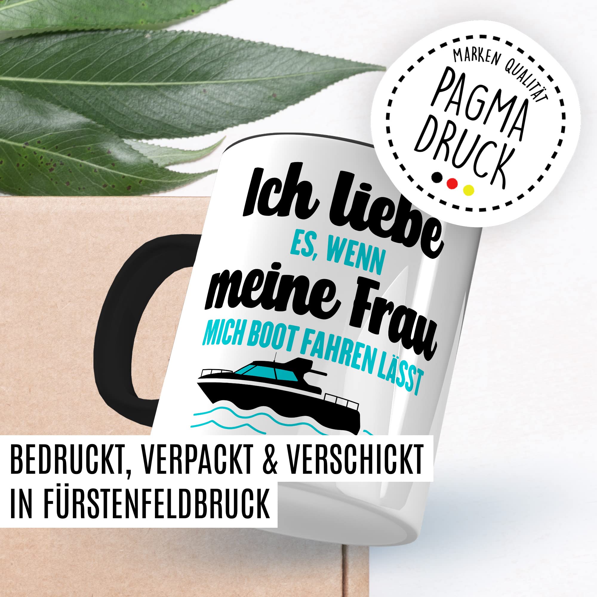 Tasse Boot Geschenk, Ich liebe es wenn meine Frau mich Boot fahren lässt Geschenkidee Kapitän Kaffeetasse Bootbesitzer Kaffee-Becher Teetasse mit Spruch lustig