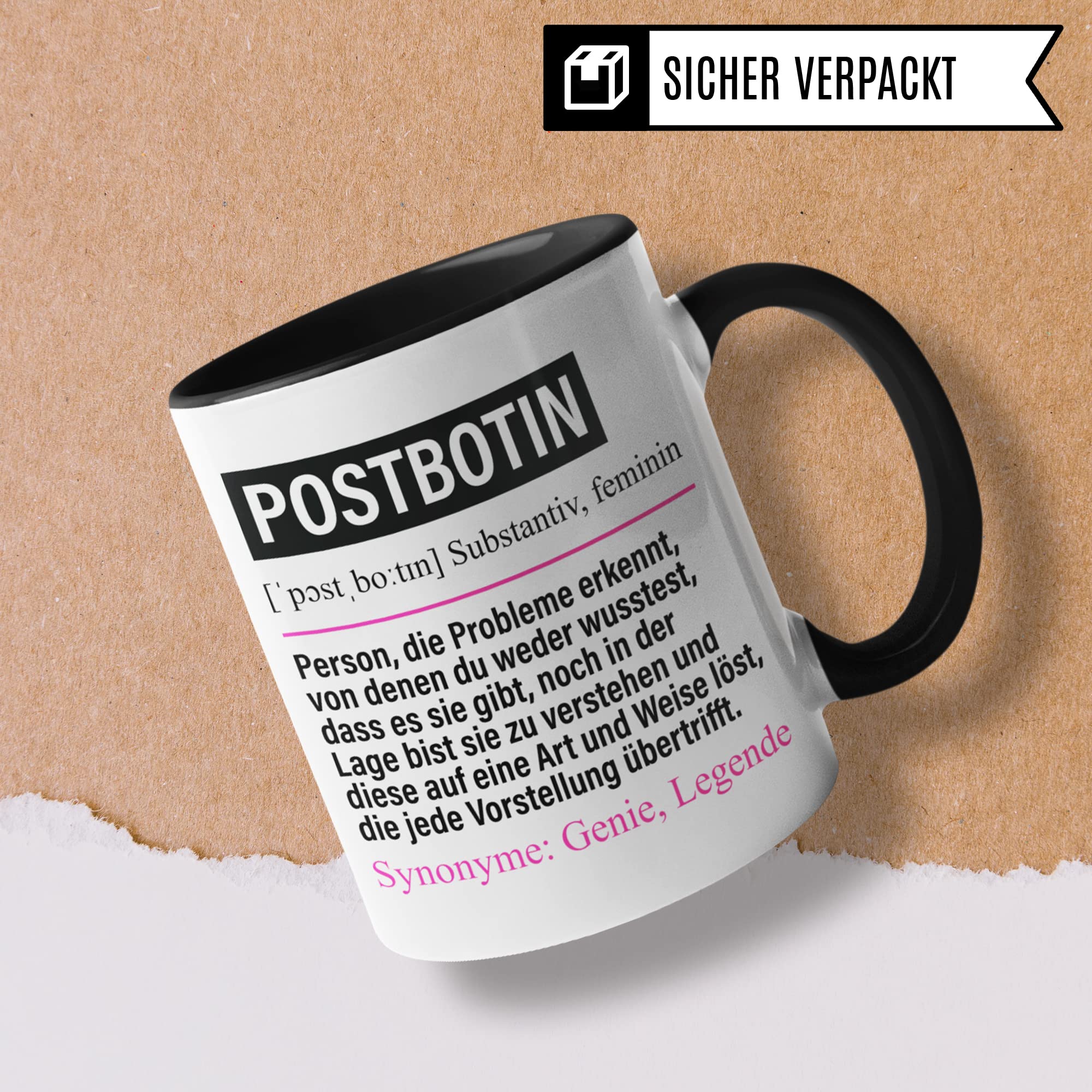 Tasse Postbotin lustig, Postbotin Geschenk Beruf, Spruch Kaffeebecher Postbotinnen Briefträgerin Geschenkidee, Beruf Post Paketbotin Kaffee-Tasse Teetasse Becher