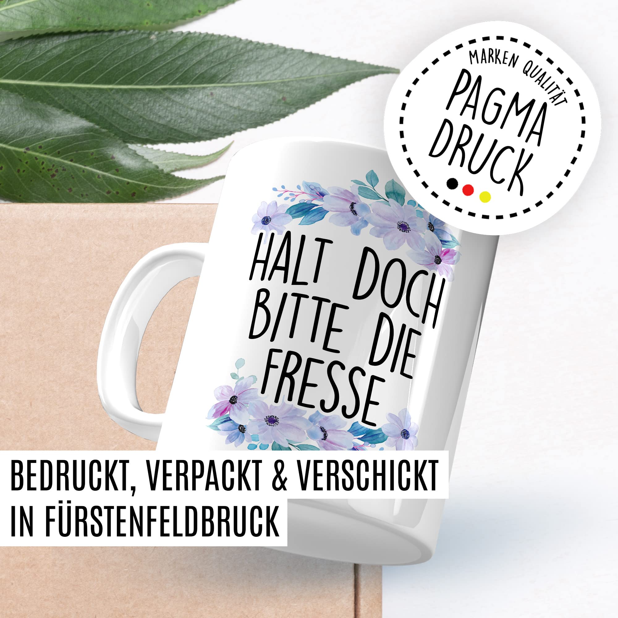 Sarkasmus Tasse Halt die Fresse Geschenkidee Humor Kaffeetasse mit lustigen Spruch Geschenk für Kollegen Kaffeebecher Büro Becher