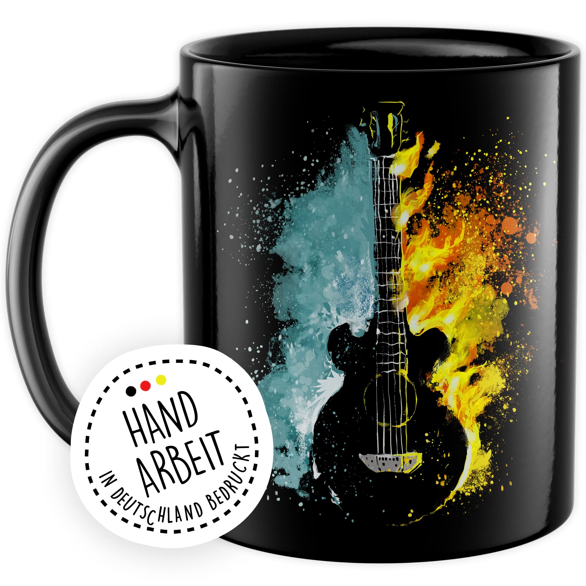 Tasse Gitarre Geschenk Gitarre-Motiv Geschenkidee Gitarrist Kaffee-Becher Kaffeetasse Gitarristin Teetasse Musiker Instrument Akustikgitarre E-Gitarre