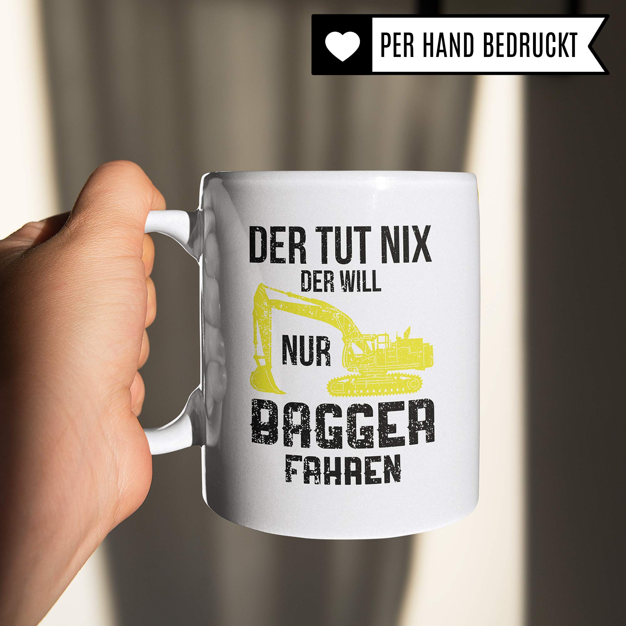 Pagma Druck Tasse Bagger Männer, Baggerfahrer Geschenk, Geschenkidee für Baumaschinenführer & Bagger Fahrer Becher, Kaffeetasse Baumaschinen Baggerführer Baustelle