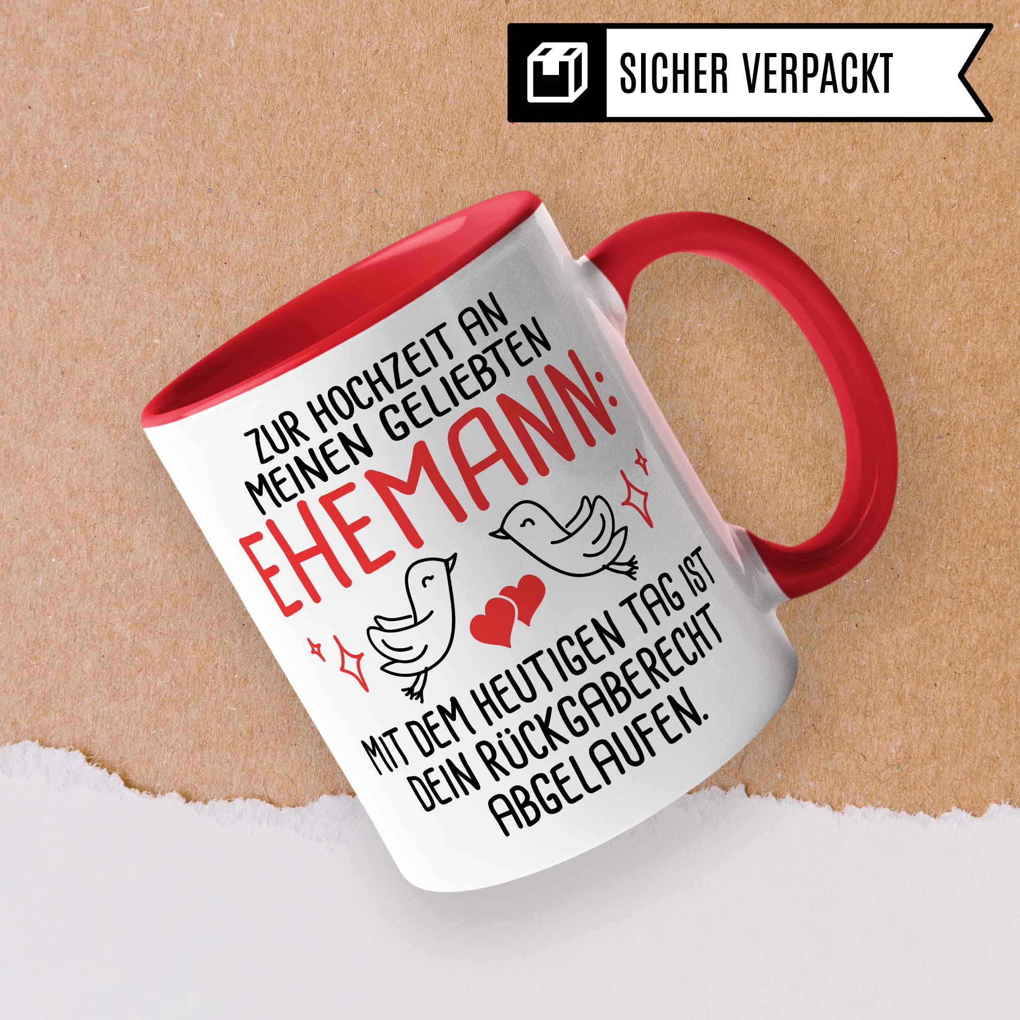 Tasse Ehemann Geschenk, Zur Hochzeit an meinen geliebten Ehemann Geschenkidee Frau Kaffee-Becher Kaffeetasse mit Spruch lustig Hochzeit Trauung Ehepartner Ehegatte