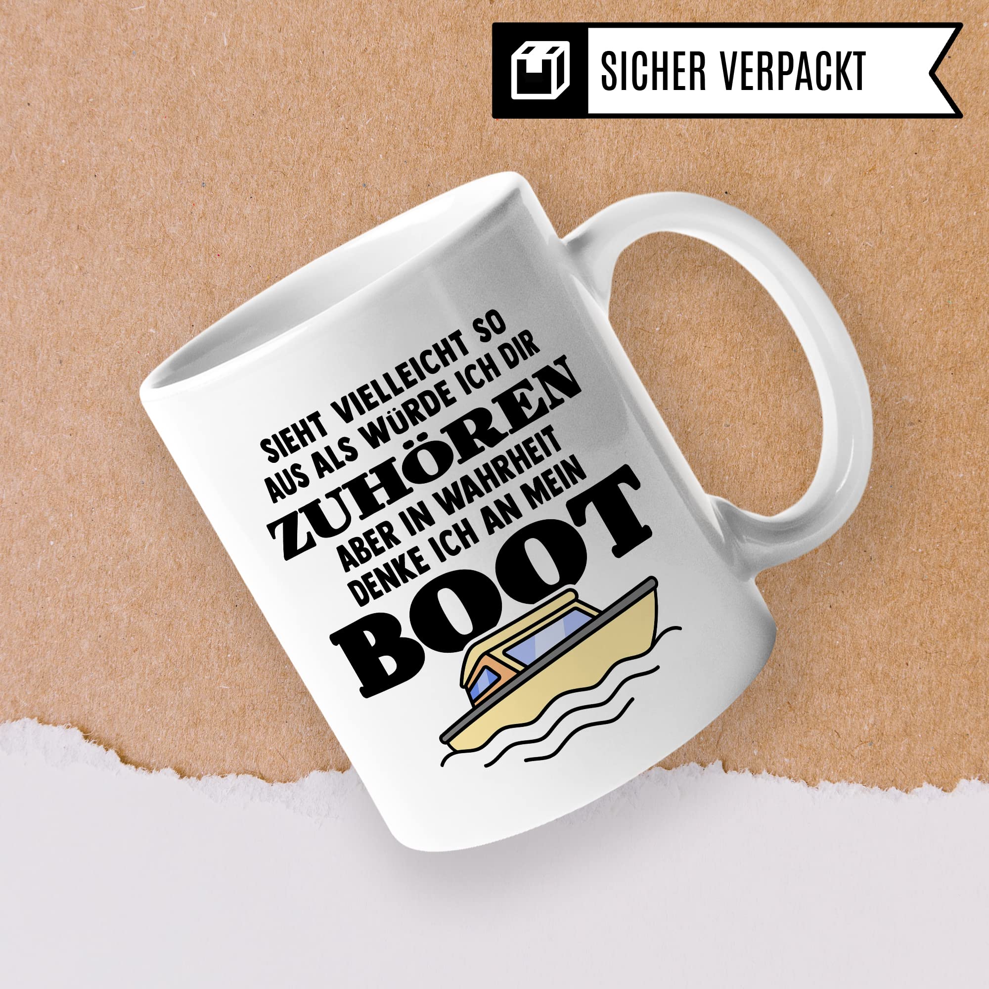 Tasse Boot, Sieht vielleicht so aus als würde ich dir zuhören aber in Wahrheit denke ich an mein Boot Kaffee-Becher Kapitän Geschenkidee Bootsliebhaber Kaffeetasse Geschenk Bootbesitzer