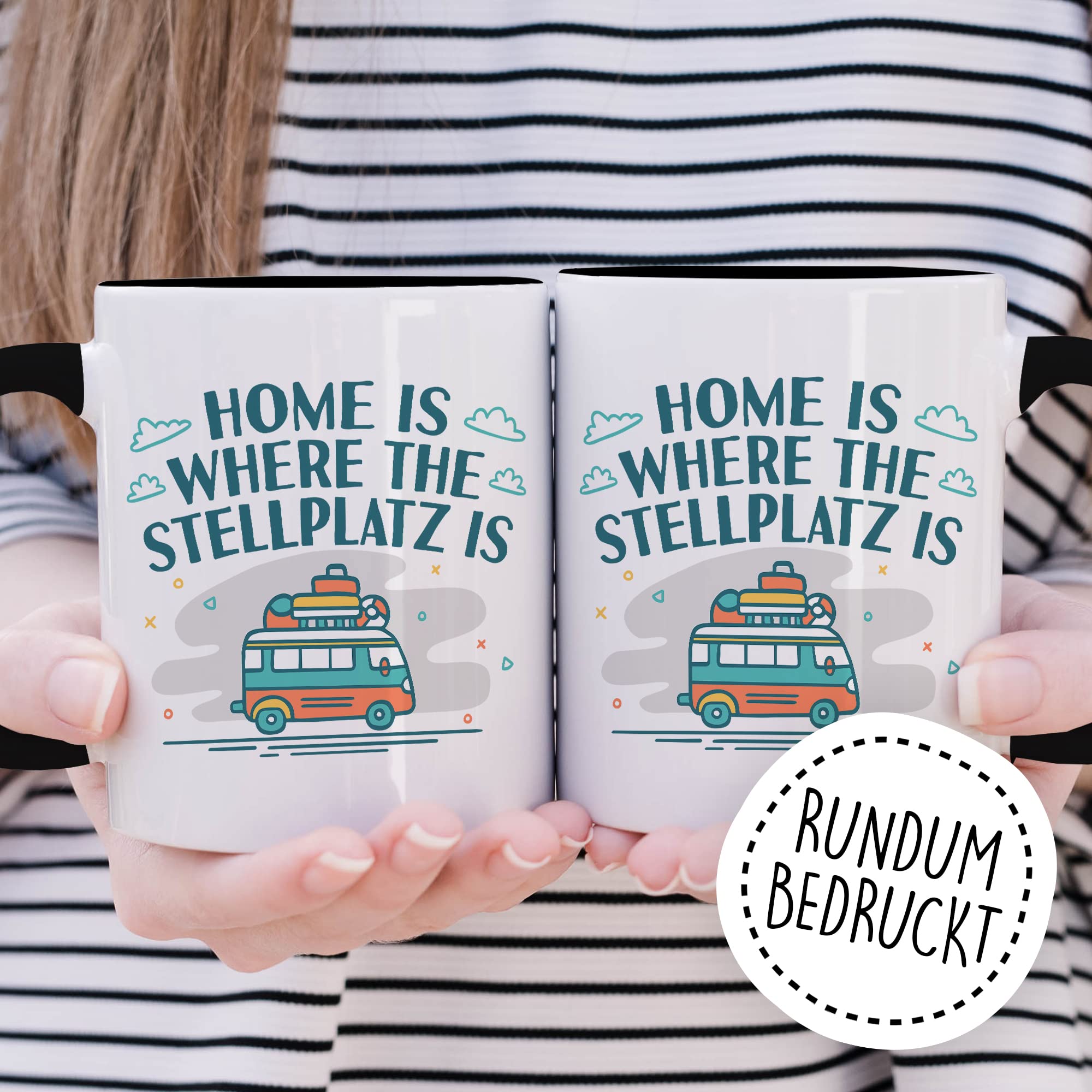 Wohnmobil Tasse Wohnwagen Kaffeetasse Camping Geschenk Camper Kaffee-Becher Stellplatz Geschenkidee Outdoorfans Camperin Campingvan Zeltplatz Campingwagen Campingplatz Zelten Home is Zuhause