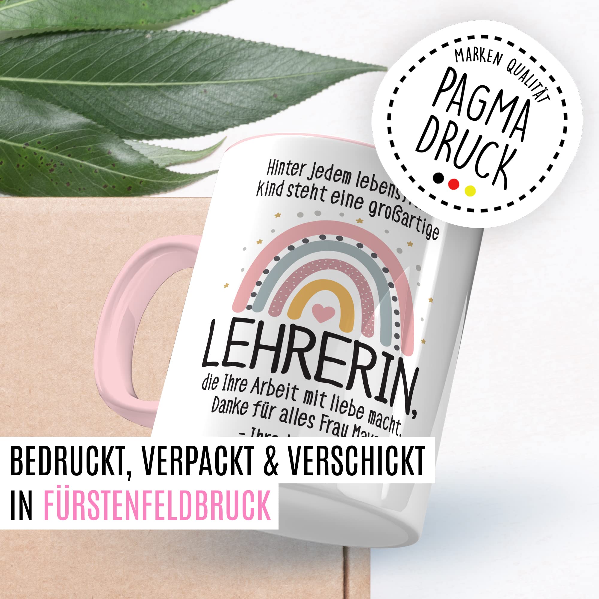 Lehrerin Tasse mit Spruch personalisiert Geschenkidee für Lehrerinnen personalisierbar mit Name Abschiedsgeschenk Abschied Kaffee-Becher