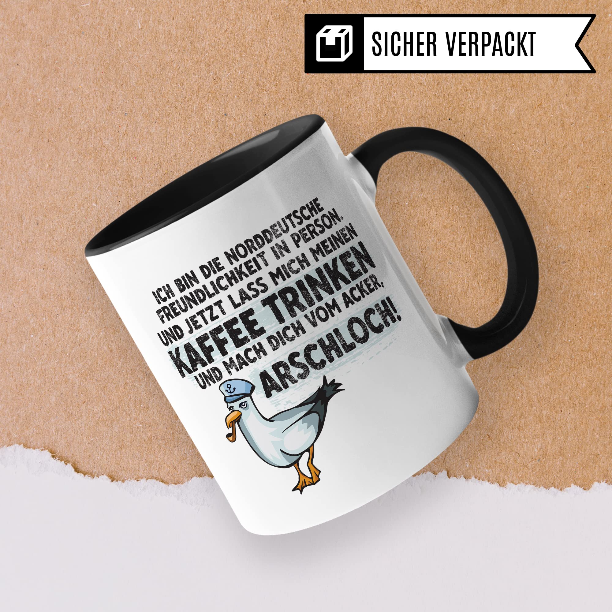 Moin Tasse Kaffee-Tasse Geschenkidee für Norddeutsche Norddeutschland Meer Nordsee Ostsee Kaffeebecher