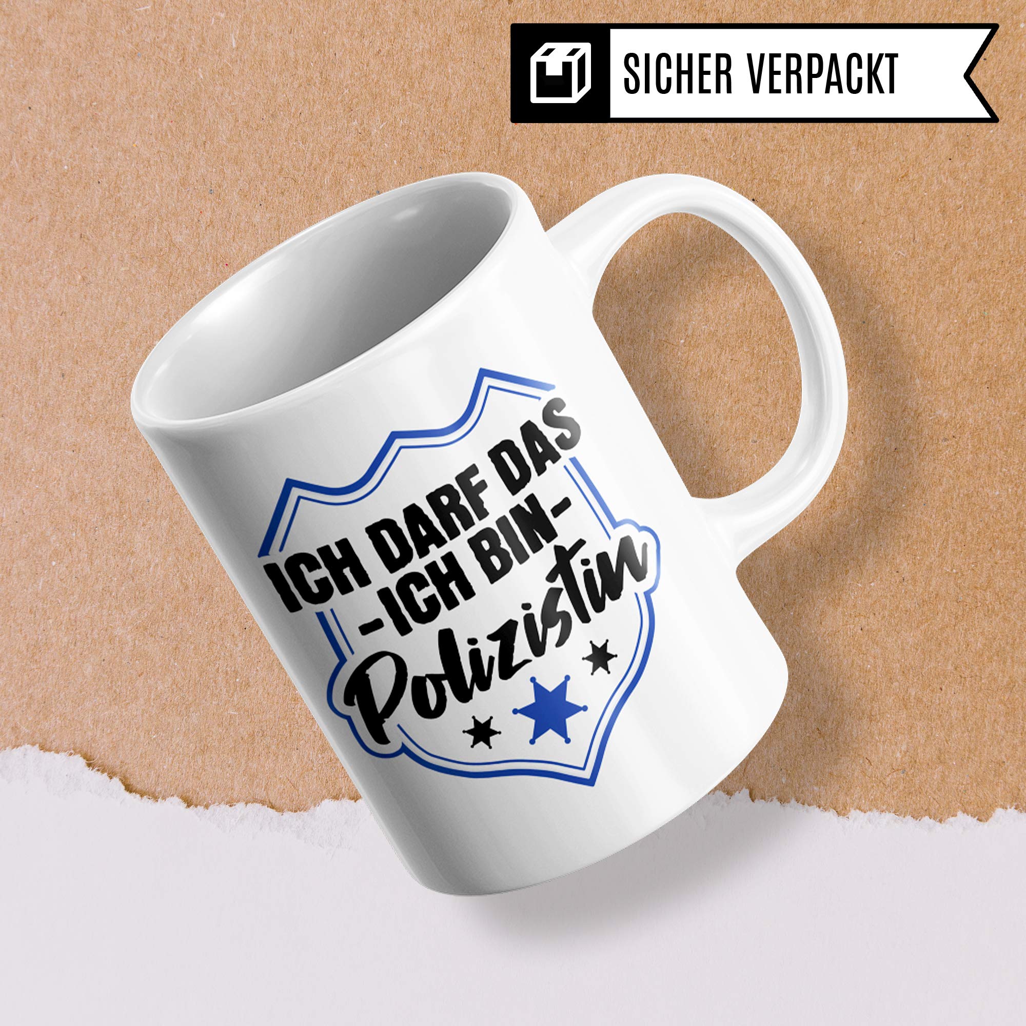 Polizei Tasse, Polizistin Geschenk lustig, Becher Geschenkidee für Polizisten Kaffeetasse, Ausbildung Frauen Polizeibeamtin Streifenpolizistin Kriminalpolizistin Beamtin Police Kaffeebecher lustig