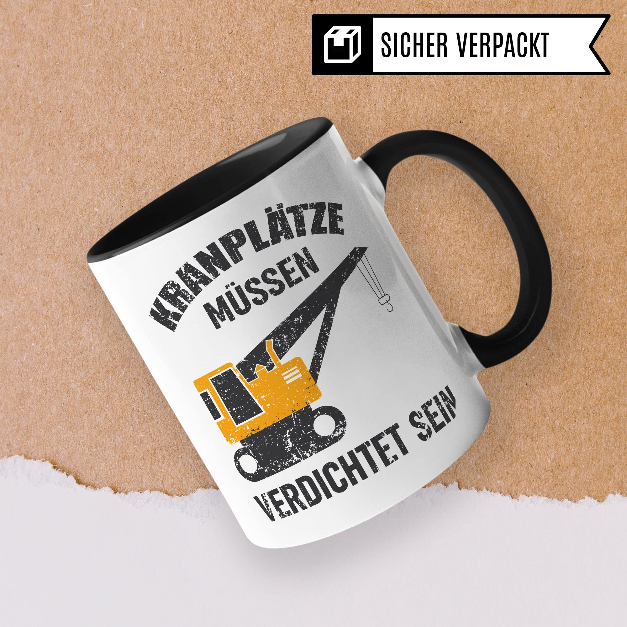 Baustellen Tasse, Bauarbeiter Spruch lustig, Männer Kaffeetasse Geschenkidee, Kranfahrer Kaffeebecher, Bagger Becher, Humor Witz Geschenk für Baustelle