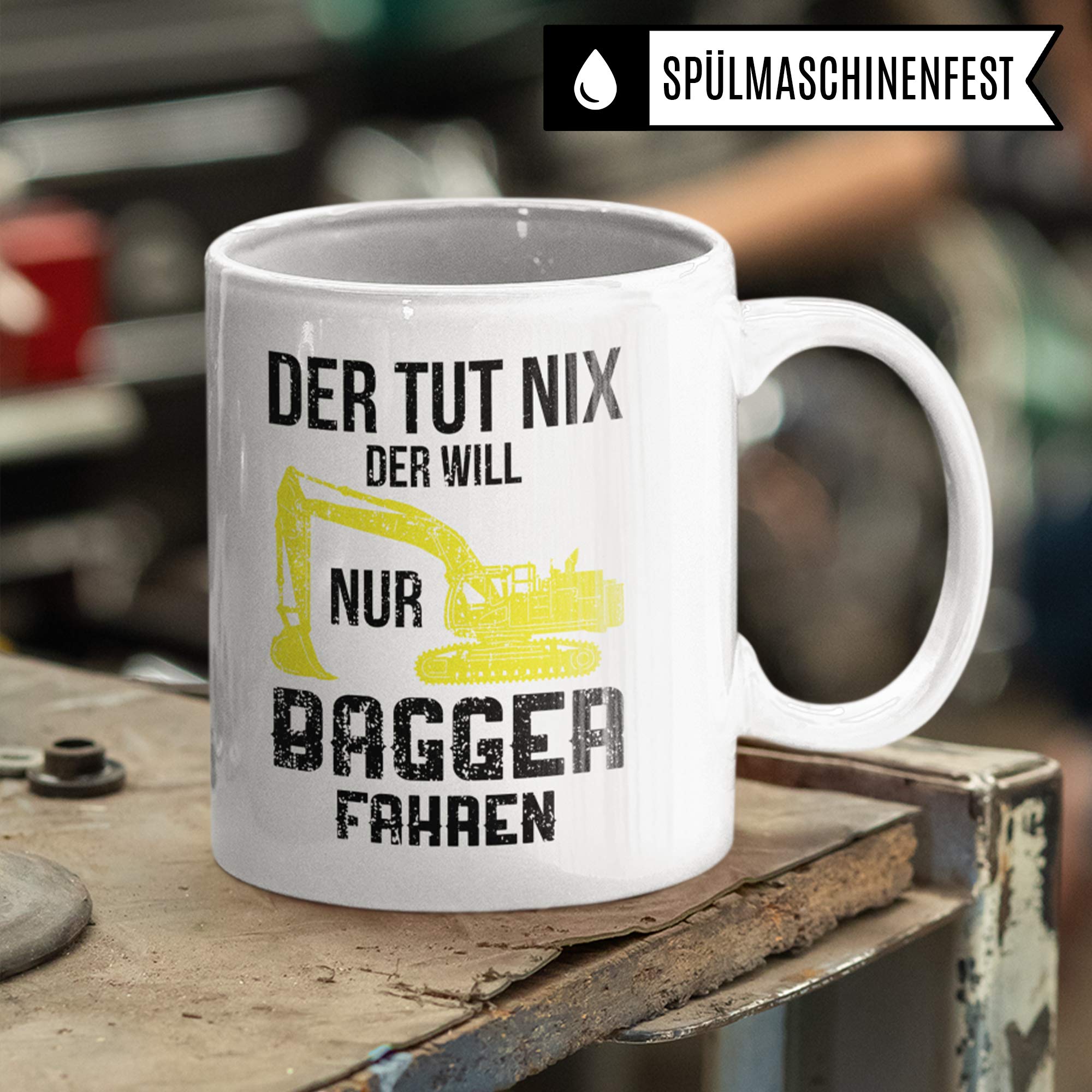 Pagma Druck Tasse Bagger Männer, Baggerfahrer Geschenk, Geschenkidee für Baumaschinenführer & Bagger Fahrer Becher, Kaffeetasse Baumaschinen Baggerführer Baustelle