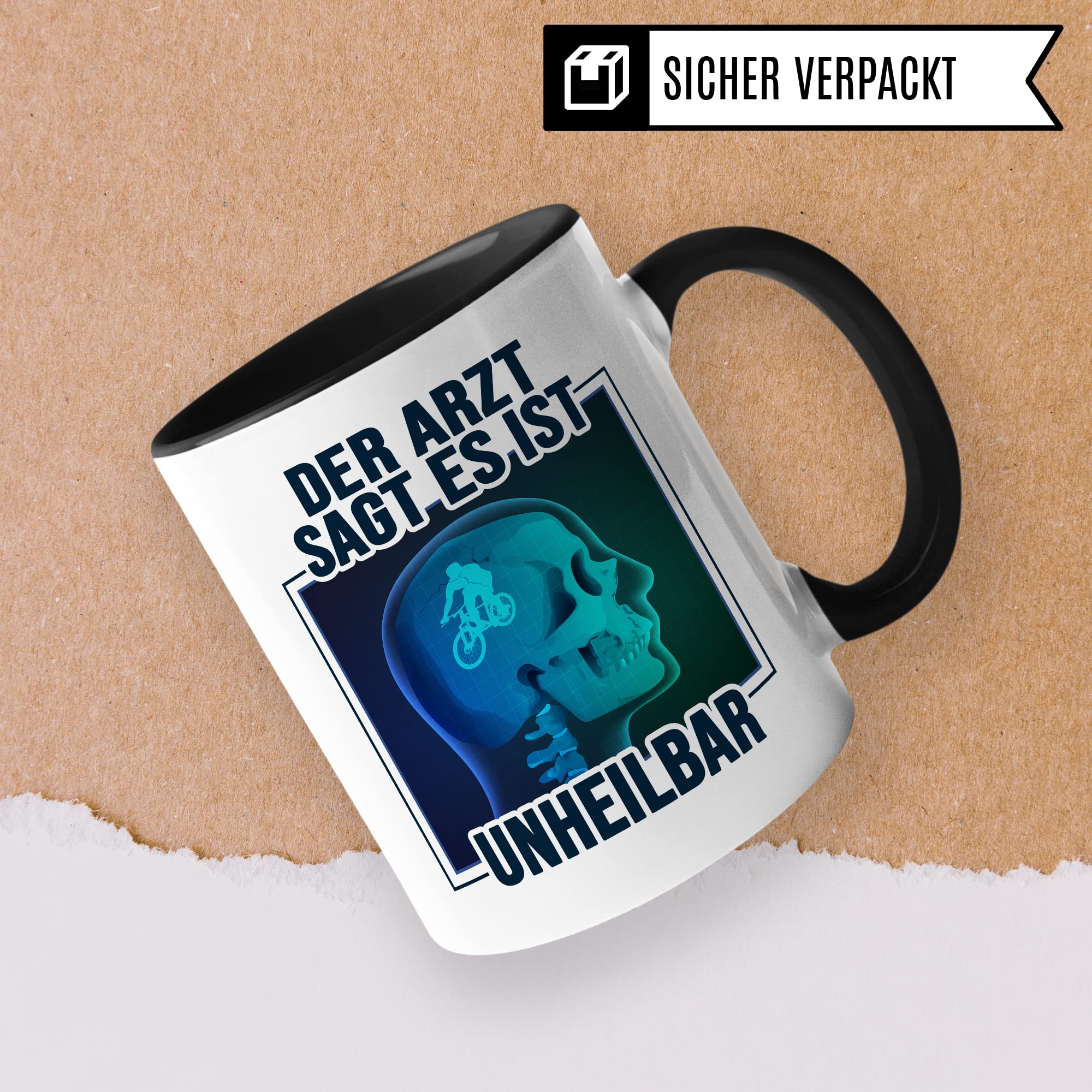 Fahrrad Tasse Fahrradliebe Kaffeetasse Bike Kaffee-Becher lustig Geschenk Fahrradfahren Geschenkidee Fahrrad im Kopf Motiv Biker