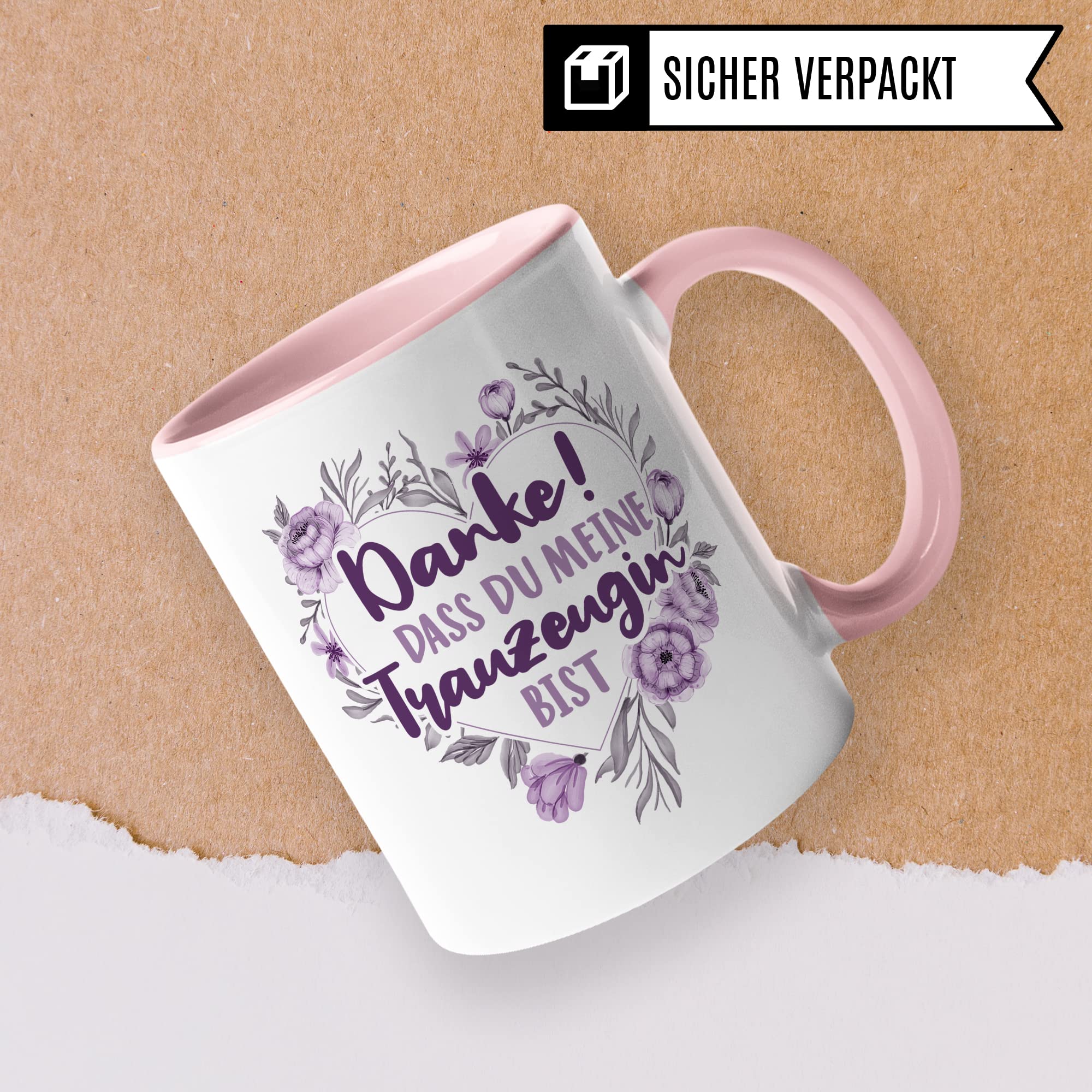 Trauzeugin Tasse DANKE! Dass du meine Trauzeugin bist Spruch Geschenk Trauzeugin süßes Motiv schöne Geschenkidee Kaffeetasse Teebecher Hochzeit Dankesgeschenk