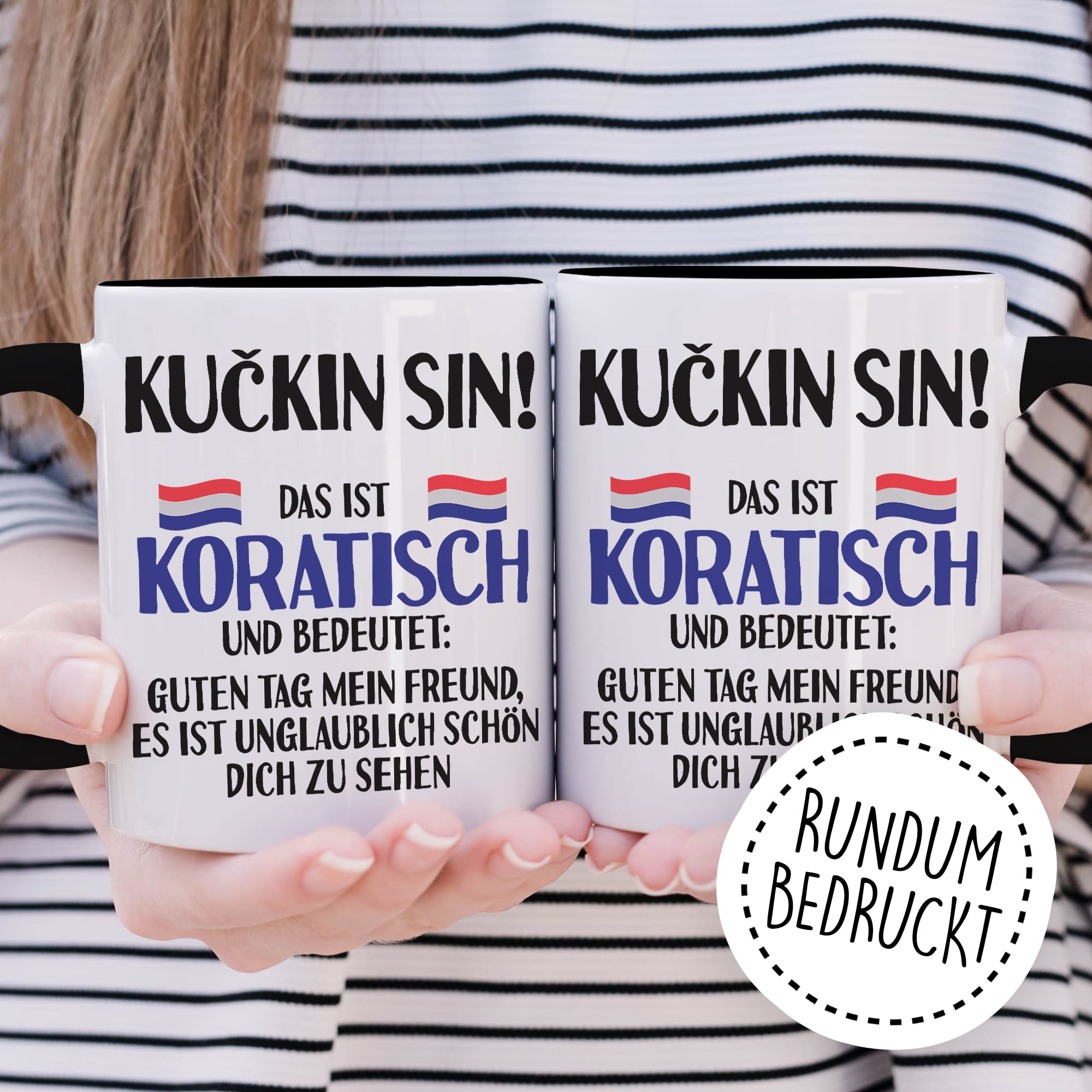 KUÇKIN SIN Tasse lustige Kaffeetasse mit Spruch kroatisch Kaffee-Becher Kroatin Witz KUÇKIN SIN Geschenkidee Kroate Kroatien Geschenk falsche Übersetzung Deutsch-Kroatisch Sarkasmus