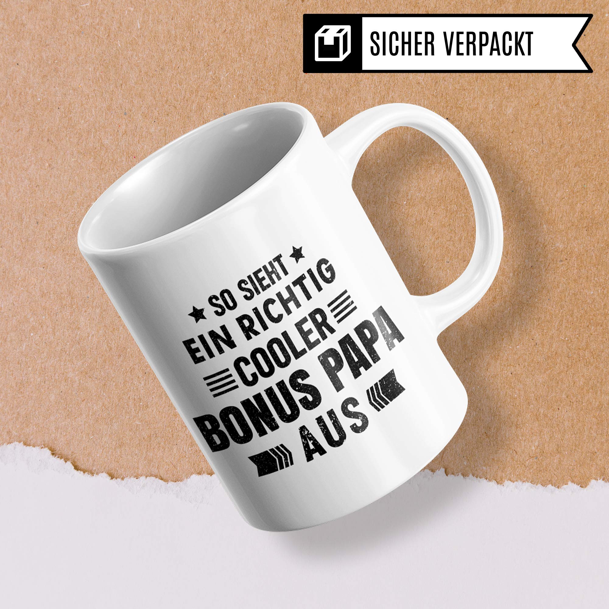 Pagma Druck Tasse Stiefvater, Bonus Papa Kaffeetasse Geschenk Spruch, Bonuspapa Stief Vater Kaffeebecher Geschenkidee (Weiß/Weiß)