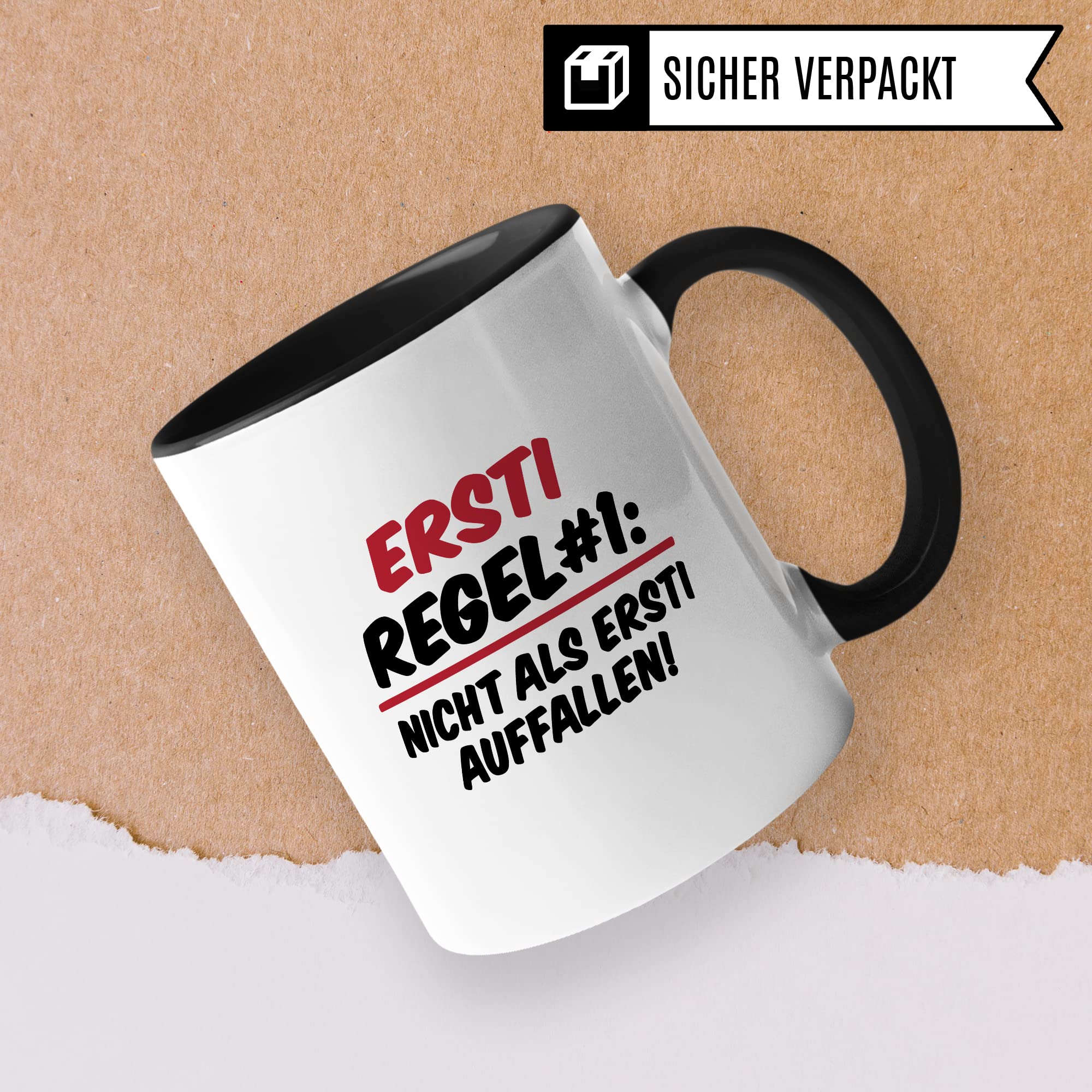 Ersti Tasse lustig Student Kaffeetasse Witz Studentin Kaffee-Becher Humor erstes Semester Geschenk Studienbeginn Geschenkidee Erstsemester Regel Nr 1 Regeln Verhaltensregeln