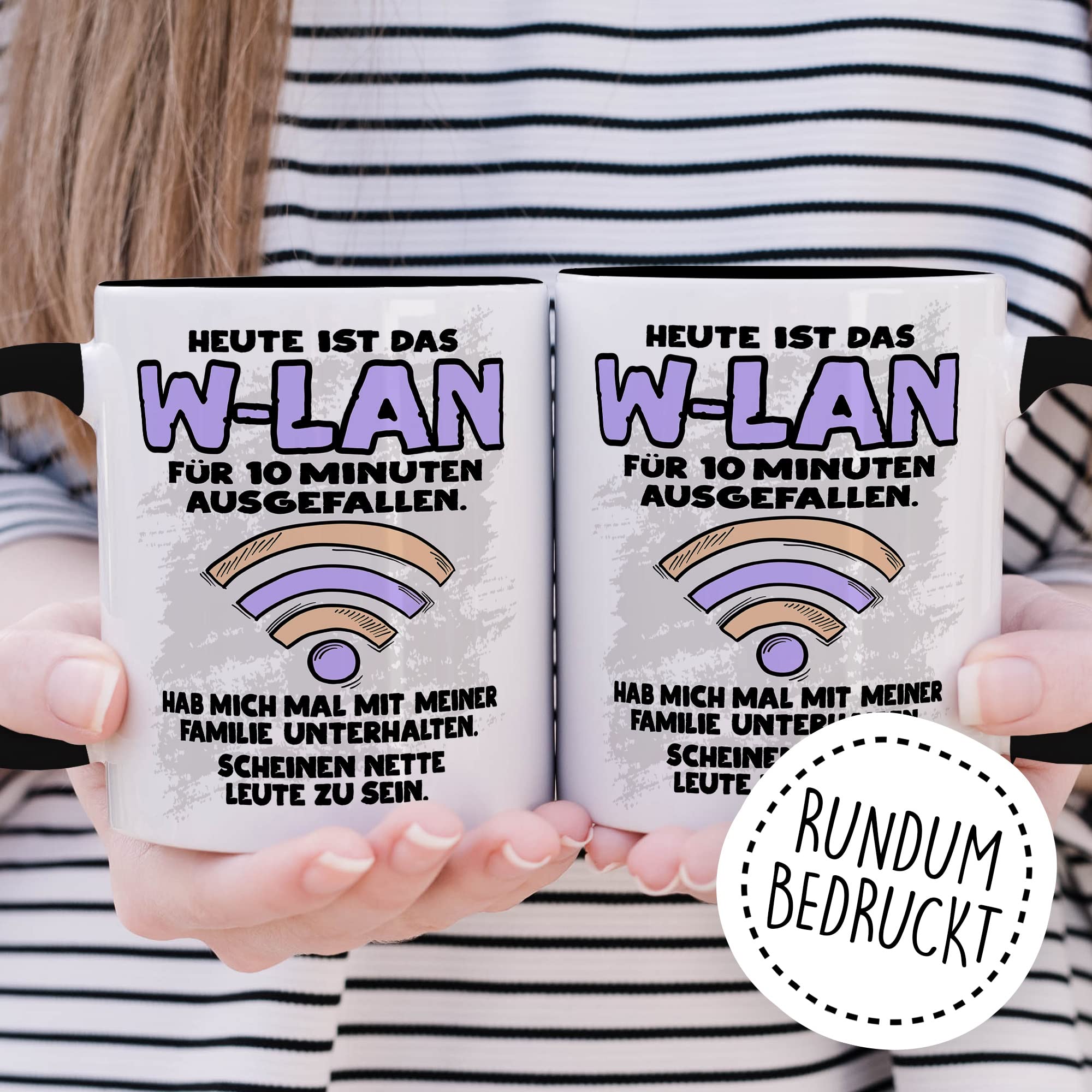 Tasse Wlan Geschenk, Heute ist das Wlan für 10 Min ausgefallen Geschenkidee Gamer Kaffee-Becher Kaffeetasse Tasse mit Spruch lustig Humor Witztasse Gaming Internet Handy