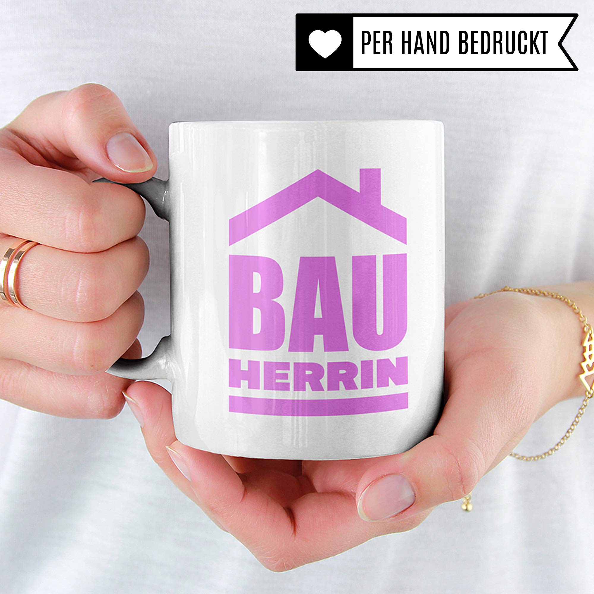 Pagma Druck Tasse Bauherrin, Geschenke zum Richtfest Mitbringsel, Becher Einweihungsfeier Einweihung Bauherr Frau, Geschenkideen zum Richtfest, Baustelle Häuslebauer Hausbau Humor