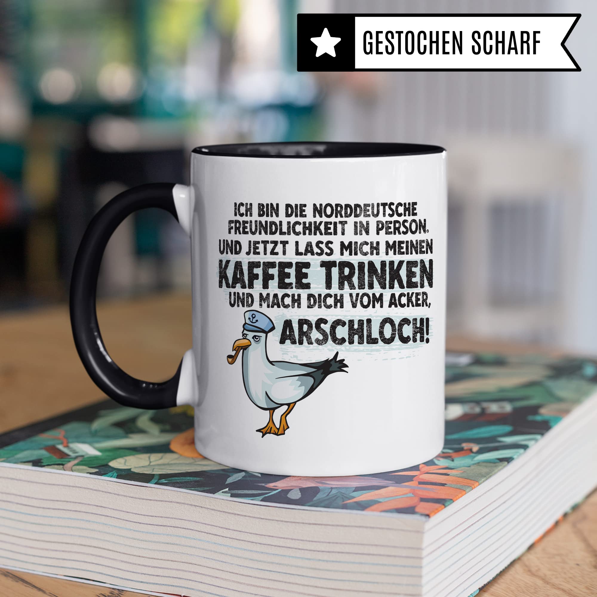 Moin Tasse Kaffee-Tasse Geschenkidee für Norddeutsche Norddeutschland Meer Nordsee Ostsee Kaffeebecher