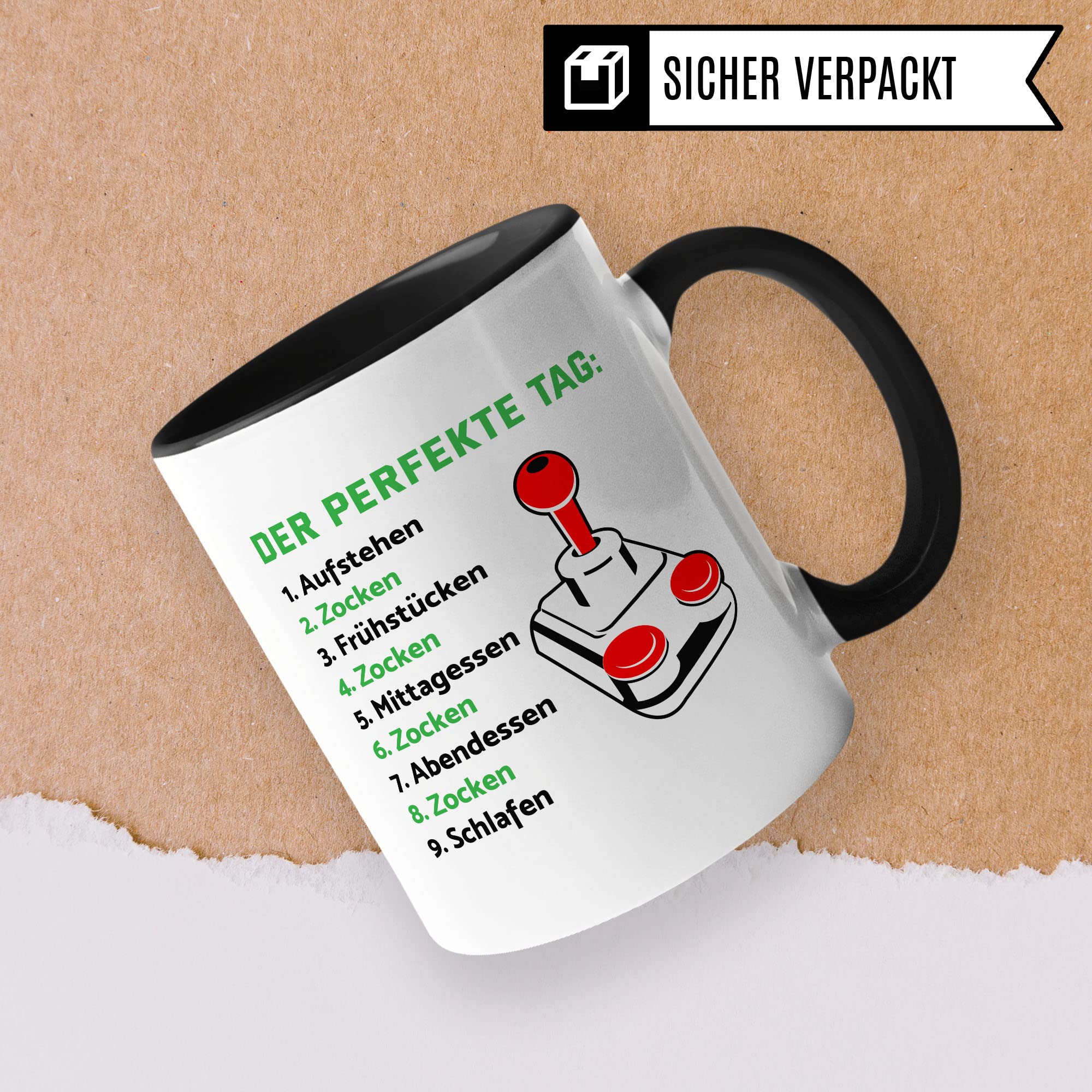 Zocker Tasse Geschenkidee Kaffeetasse Humor Witz Geschenk für Gamer Gamerin Kaffeebecher Zocken Becher