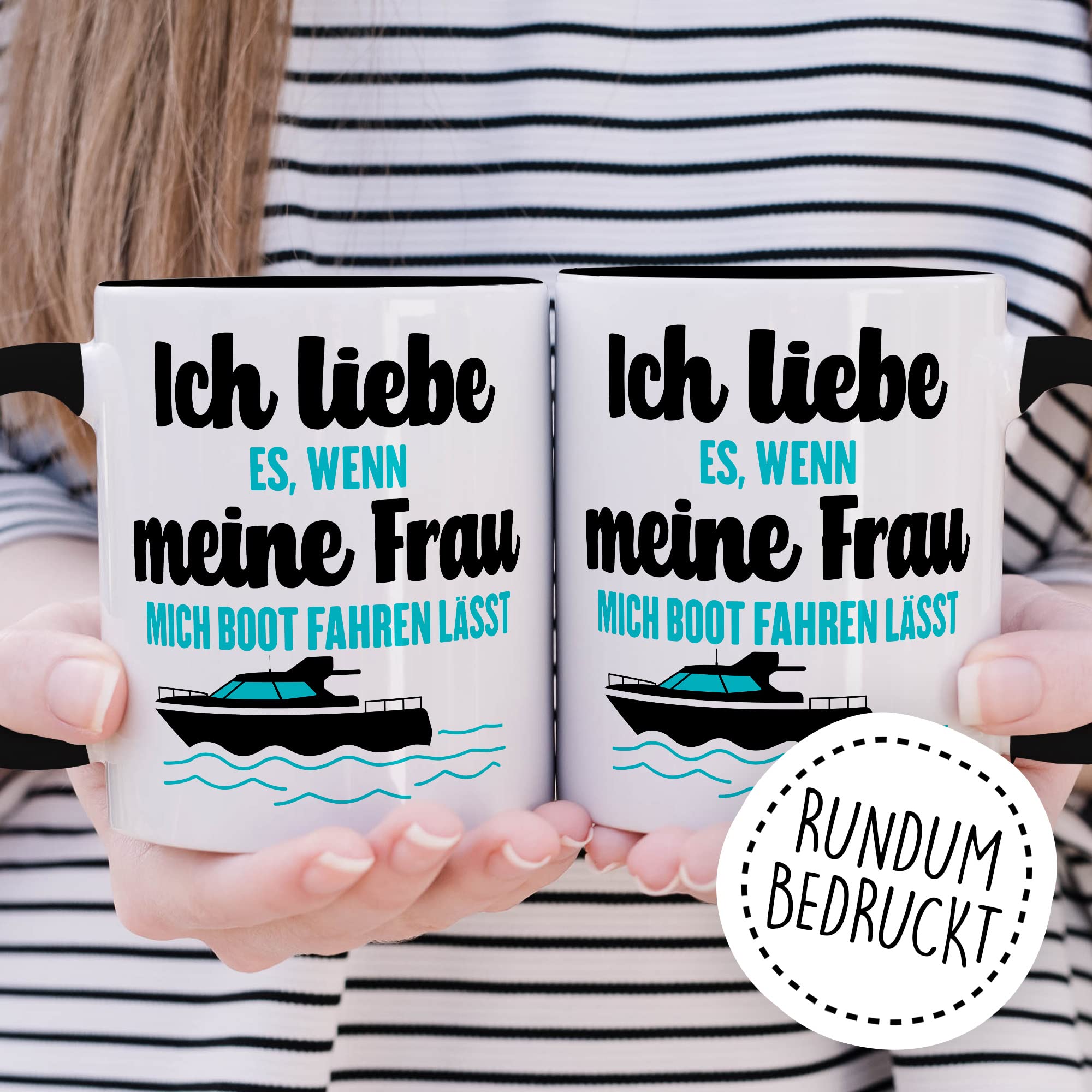 Tasse Boot Geschenk, Ich liebe es wenn meine Frau mich Boot fahren lässt Geschenkidee Kapitän Kaffeetasse Bootbesitzer Kaffee-Becher Teetasse mit Spruch lustig