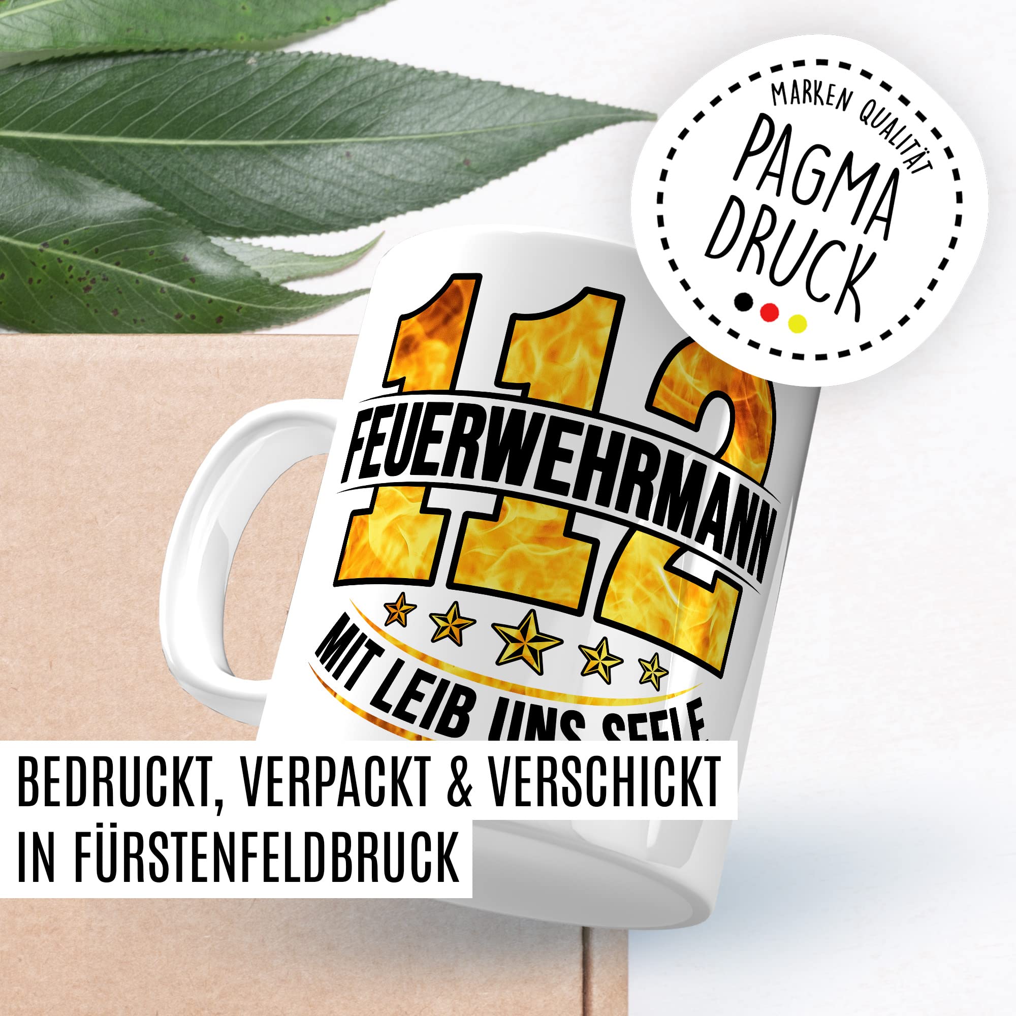 Feuerwehrmann Tasse 112 Geschenkidee Kaffeetasse mit Spruch Geschenk für Freiwillig Feuerwehr Kaffeebecher Feuerwehrauto Becher