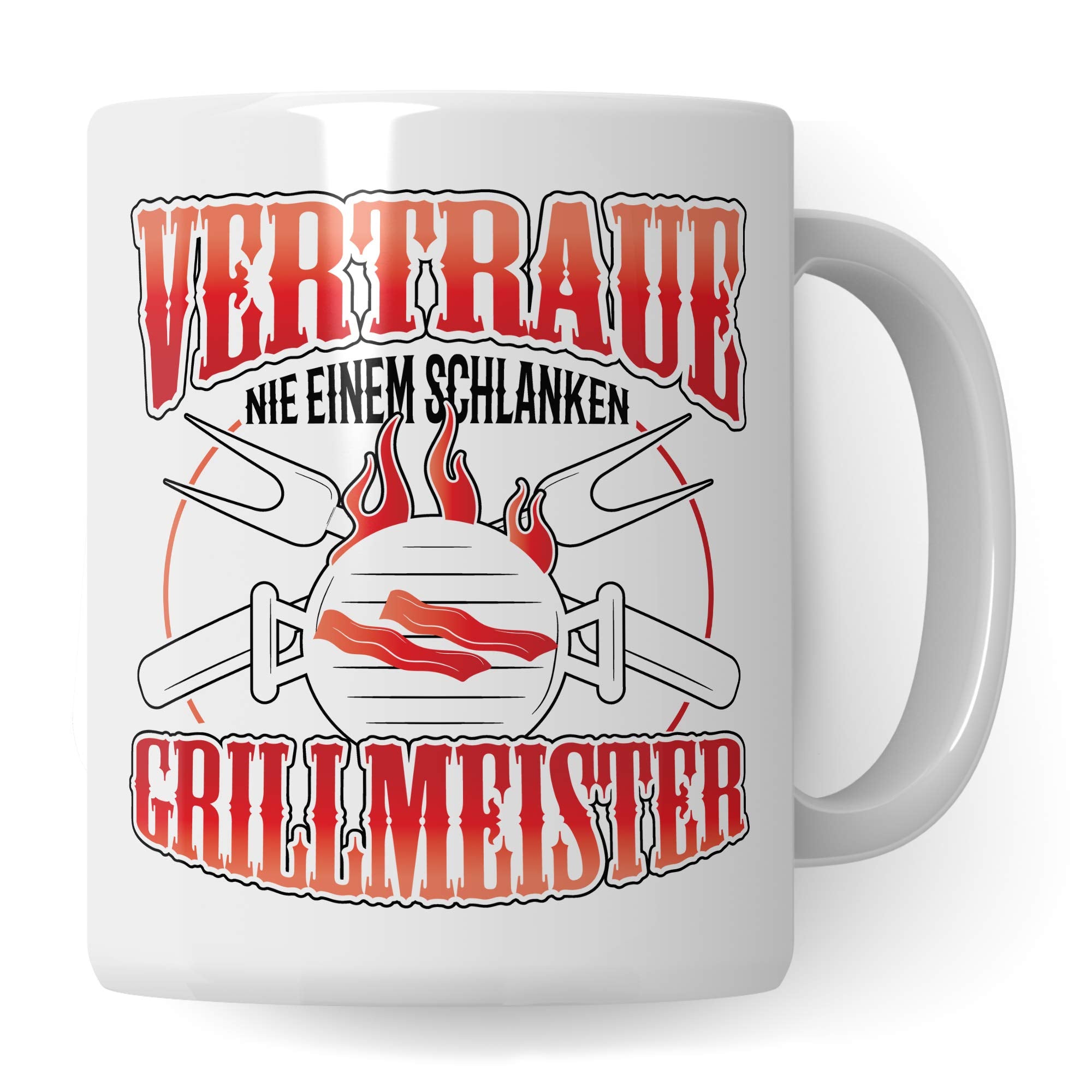 Pagma Druck Grillmeister Tasse - Grillen Geschenk für Männer - Grillparty Becher mit Spruch - Kaffeetasse Grill für Grillmeister