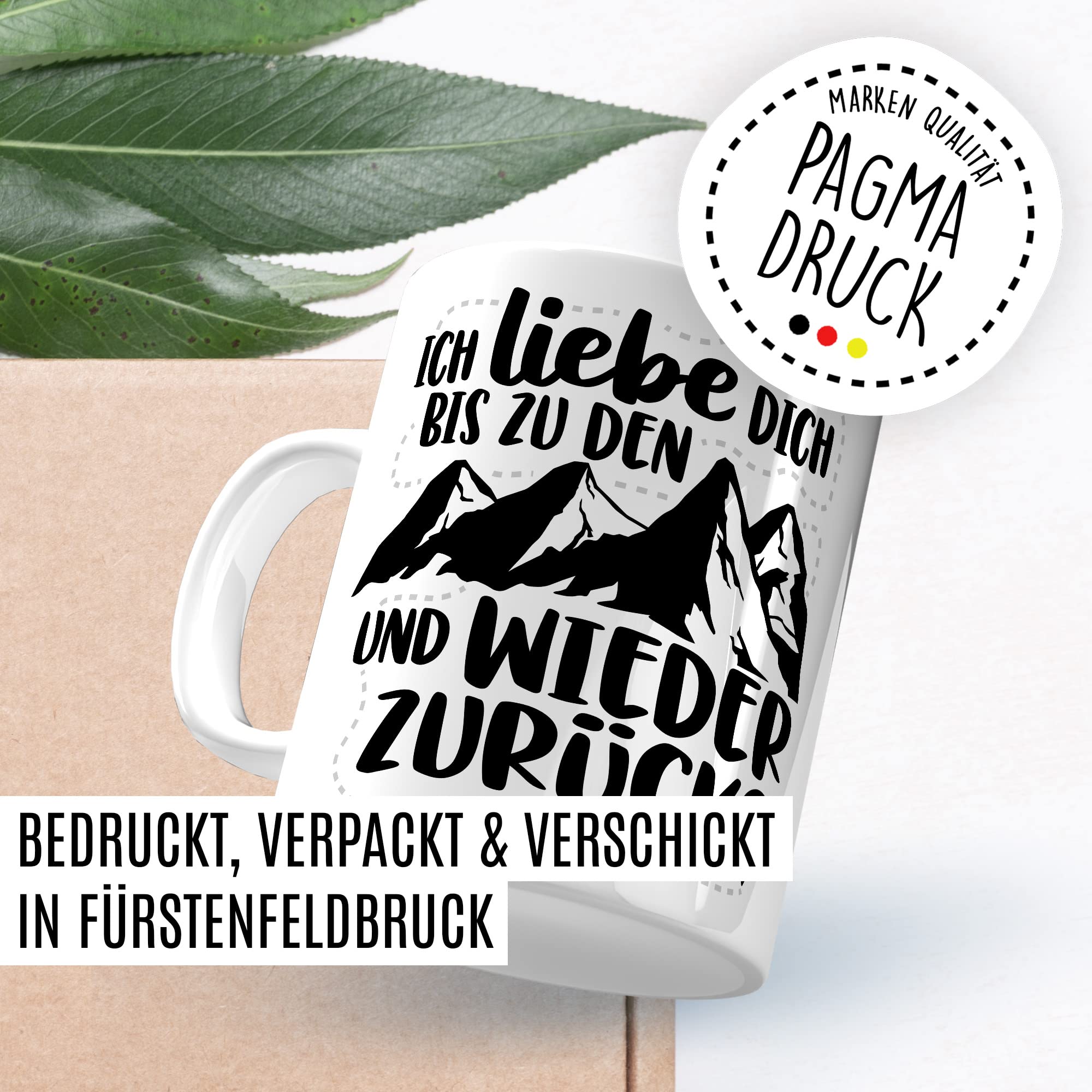 Berge Tasse Liebe Geschenk, Ich liebe dich bis zu den Bergen und zurück Geschenkidee Bergsteiger Kaffeetasse mit Spruch Kaffee-Becher Bergsteigen Wandern Natur