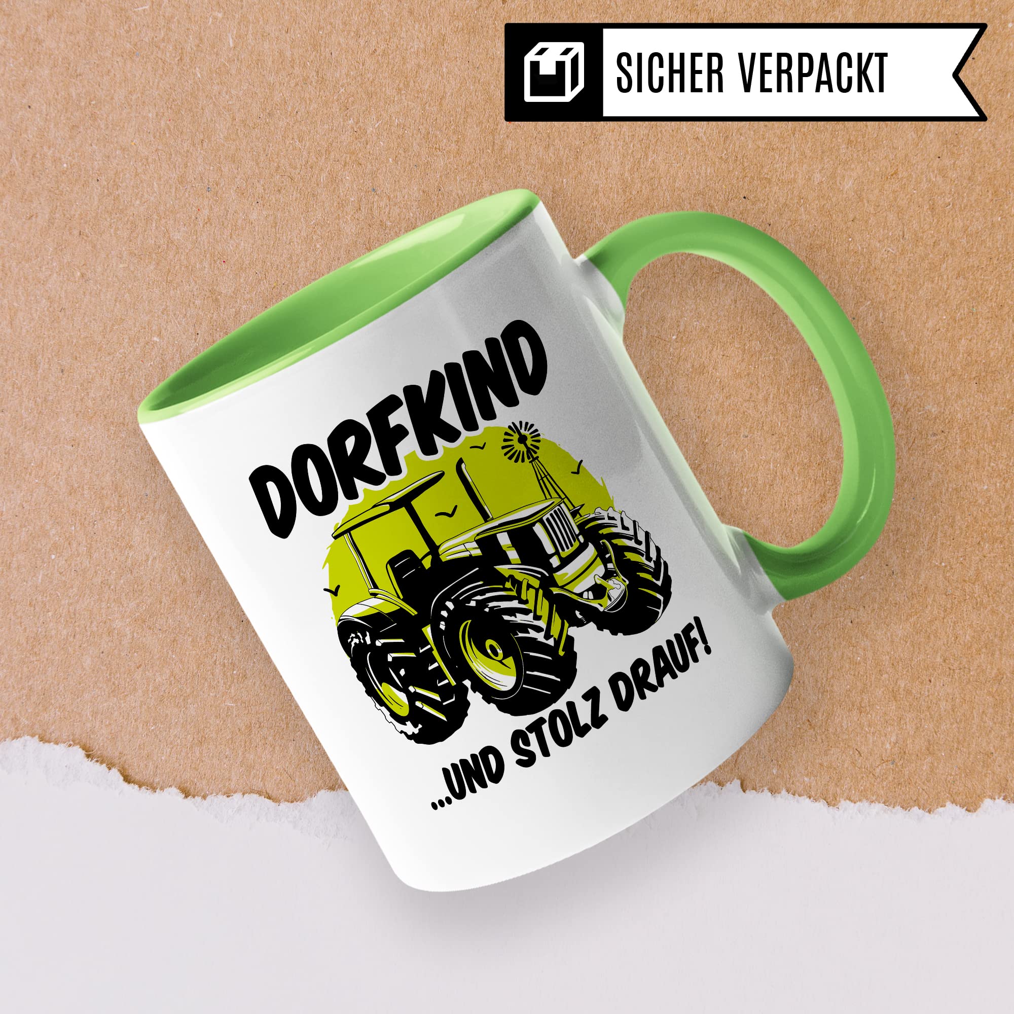 Tasse Dorfkind Geschenk, DORFKIND…UND STOLZ DRAUF Geschenkidee Dorfkinder Kaffeetasse mit Spruch lustig Kaffee-Becher Teetasse ländlich Humor Witztasse