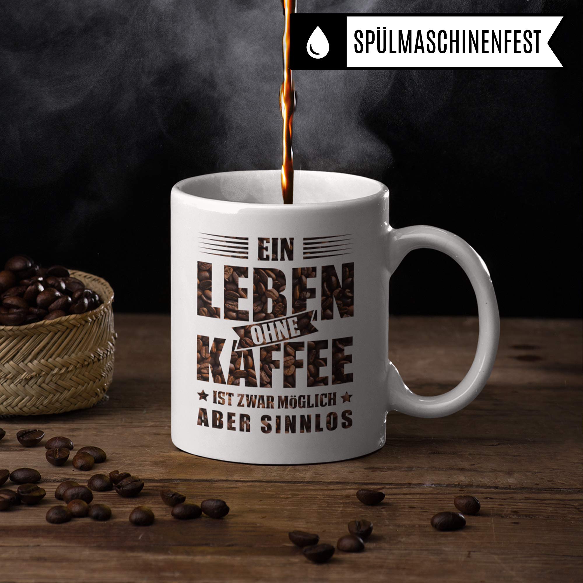 Kaffee Tasse mit Spruch, Geschenk Kaffeeliebhaber, Kaffeetasse Spruch lustig, Geschenkidee Kaffeebecher Kaffeetrinker, Becher Motiv Coffeee Witz
