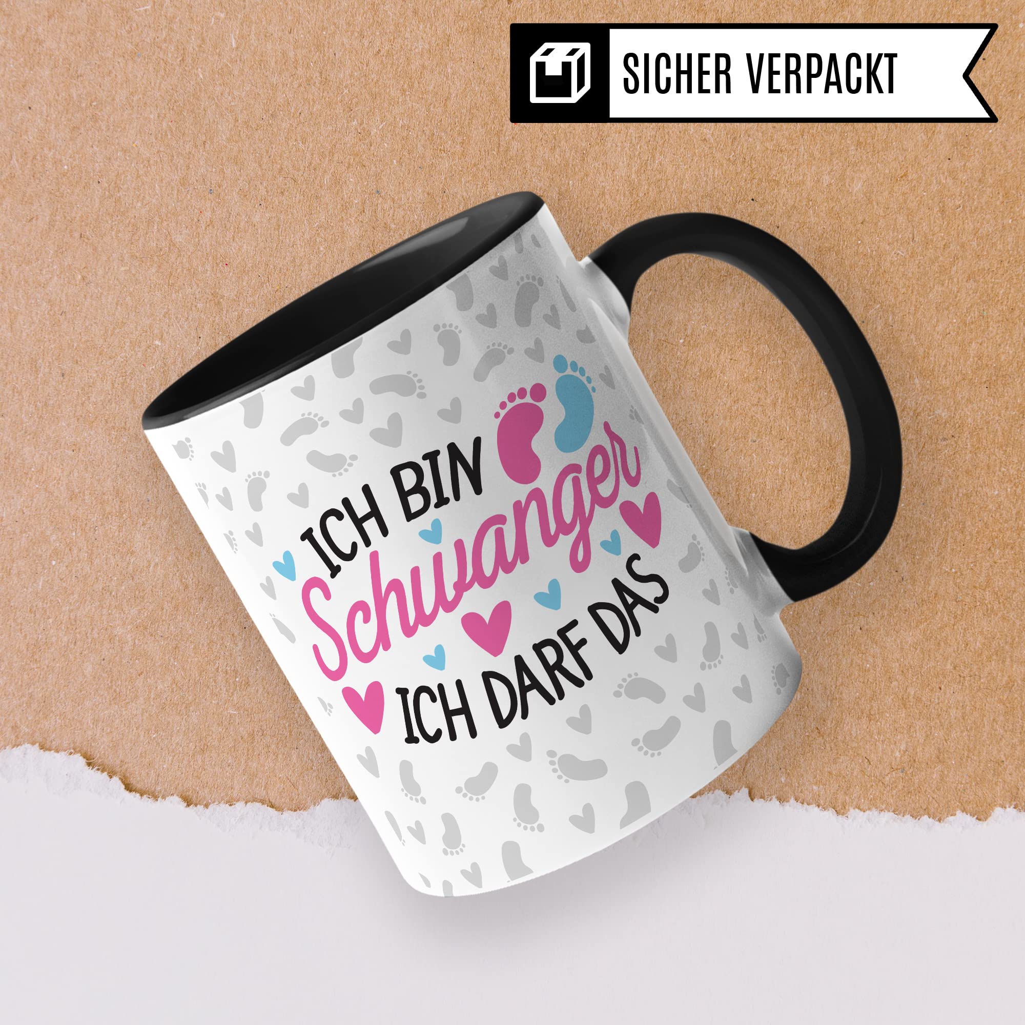 Schwangerschaft Tasse - Ich bin Schwanger Ich darf das - Geschenk für Schwangere schöner Spruch Geschenkidee werdende Mutter Kaffee-Becher