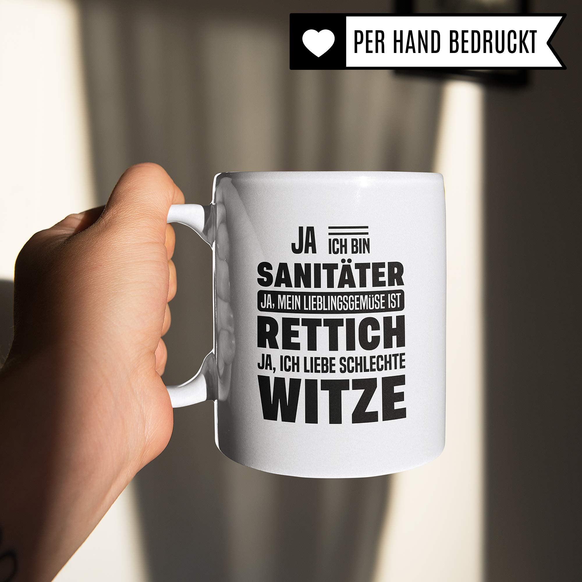 Pagma Druck Tasse Sanitäter, Rettungssanitäter Geschenk Rettungsdienst, Kaffeebecher Geschenk Spruch, Krankenwagen Rettungshelfer Becher Geschenkidee (Weiß/Weiß)