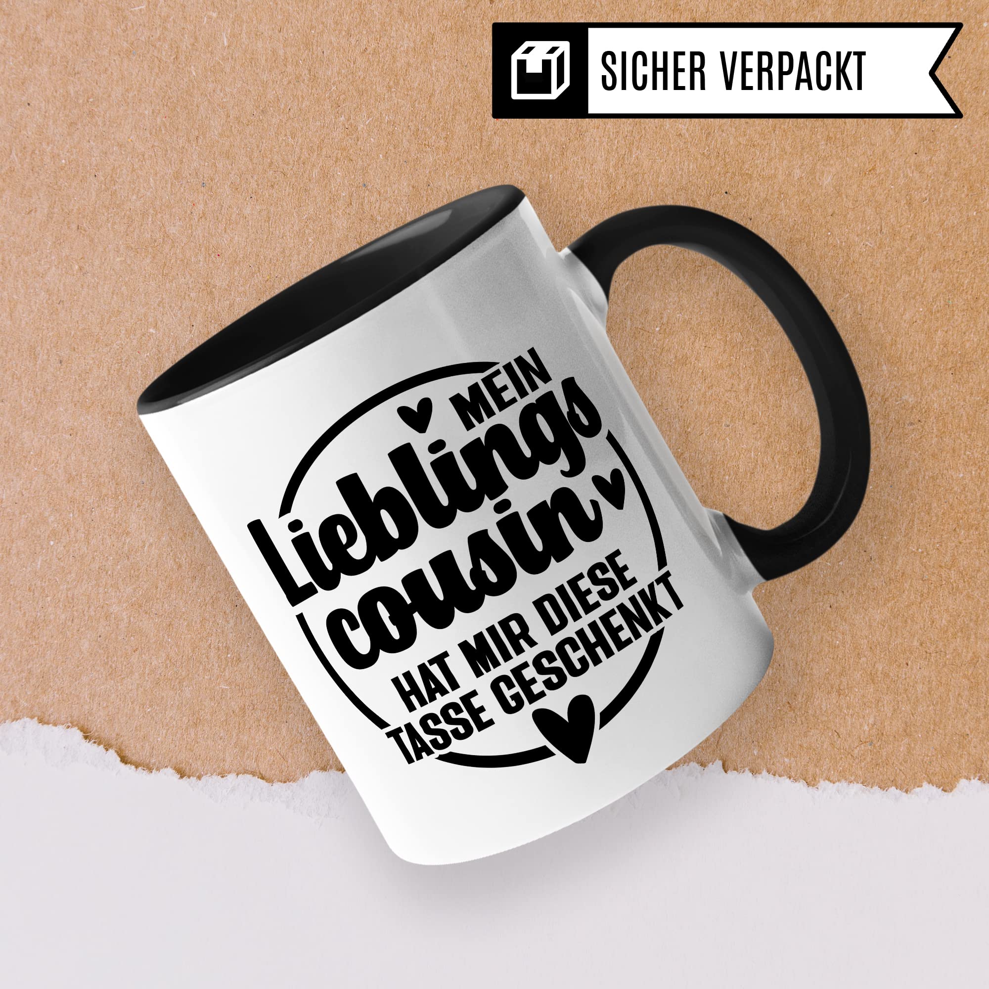 Cousin Tasse Geschenk, Mein Lieblingscousin hat mir diese Tasse geschenkt Kaffee-Becher Geschenkidee Kaffeetasse mit Spruch lustig Teetasse mit Motiv für Cousins Familie