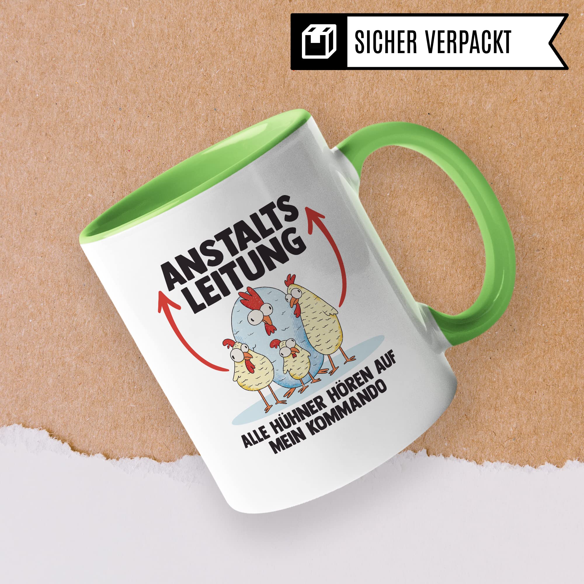 Hühner Tasse Huhn Kaffeetasse Anstaltsleitung Kaffee-Becher Hühnerhalter Geschenk Hühnerbesitzer Geschenkidee Lustig Humor Spruch