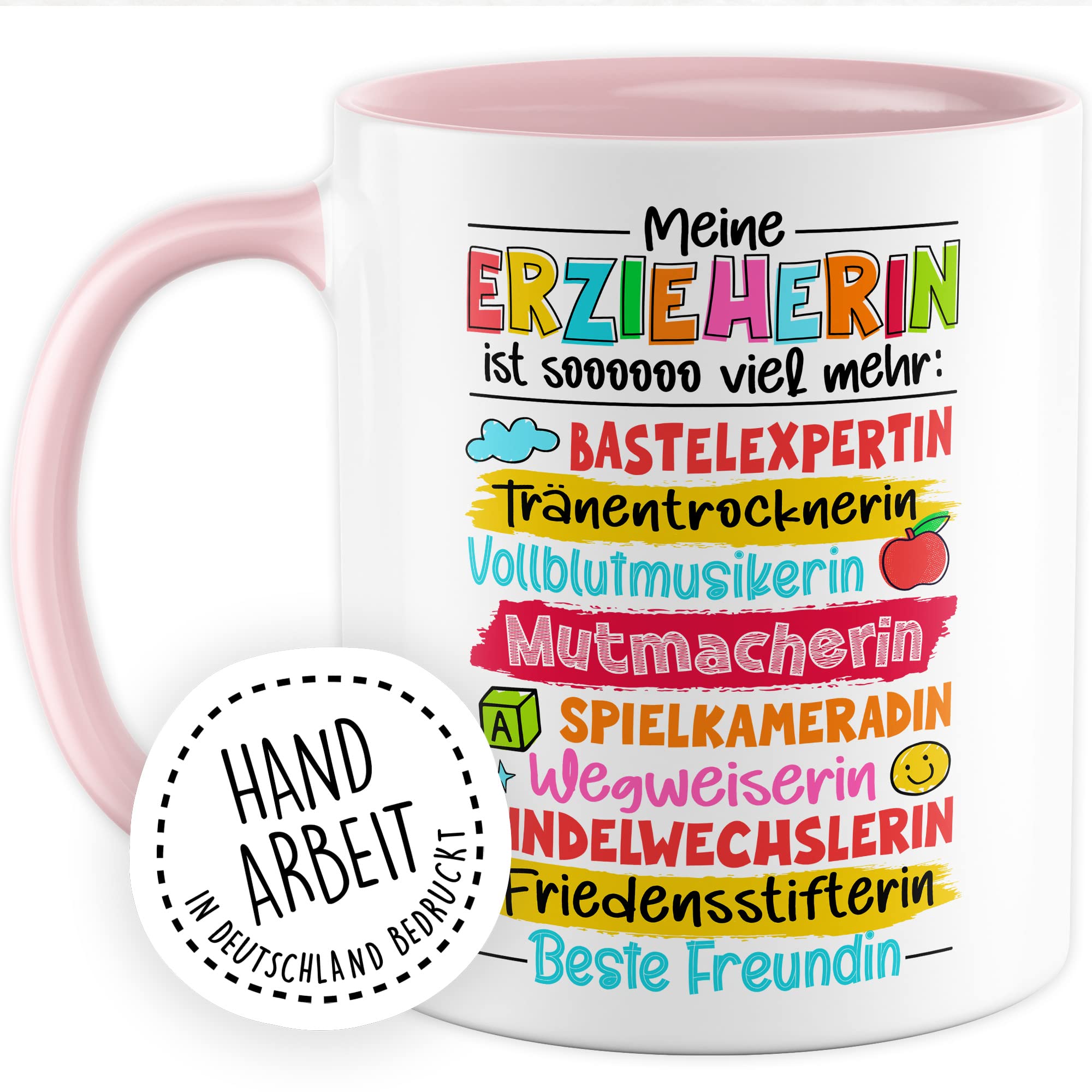 Erzieherin Tasse Geschenk, Meine Erzieherin ist soooo viel mehr Geschenkidee Kaffeetasse mit Spruch lustig Kaffee-Becher Kindergarten Kinderheim Abschiedsgeschenk