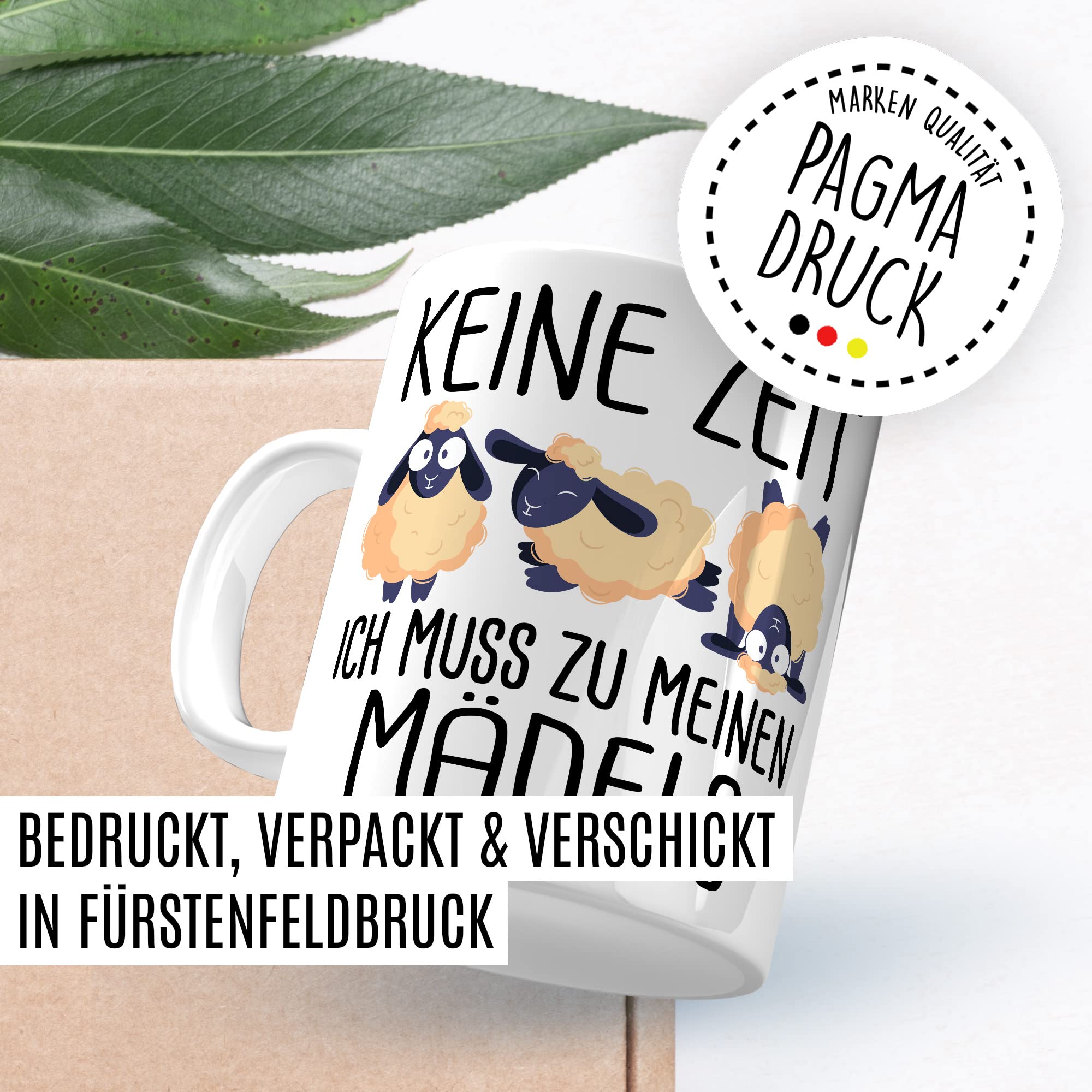 Mädels Tasse Schaf lustige Schafe Kaffeetasse Geschenk Kaffee-Becher Schäfchen süß Geschenkidee Mädchen Kollegin Humor Tante Freundin Wolle Cartoon Schaf Aufdruck witzig Bäuerin Bauernfrau