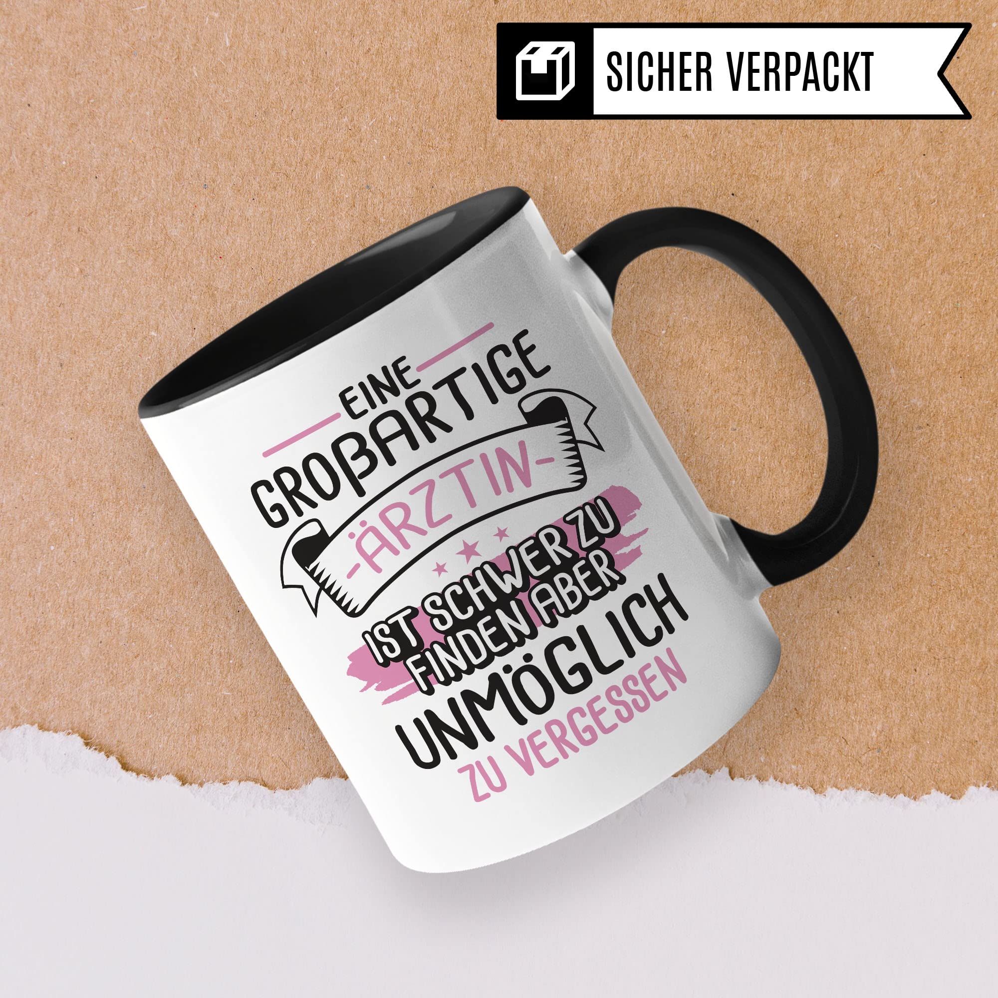 Ärztin Tasse, Eine großartige Ärztin ist schwer zu finden aber unmöglich zu vergessen, Ärztin Geschenk Dankeschön Promotion Tasse schöner Spruch Kaffeetasse Arzt Beruf
