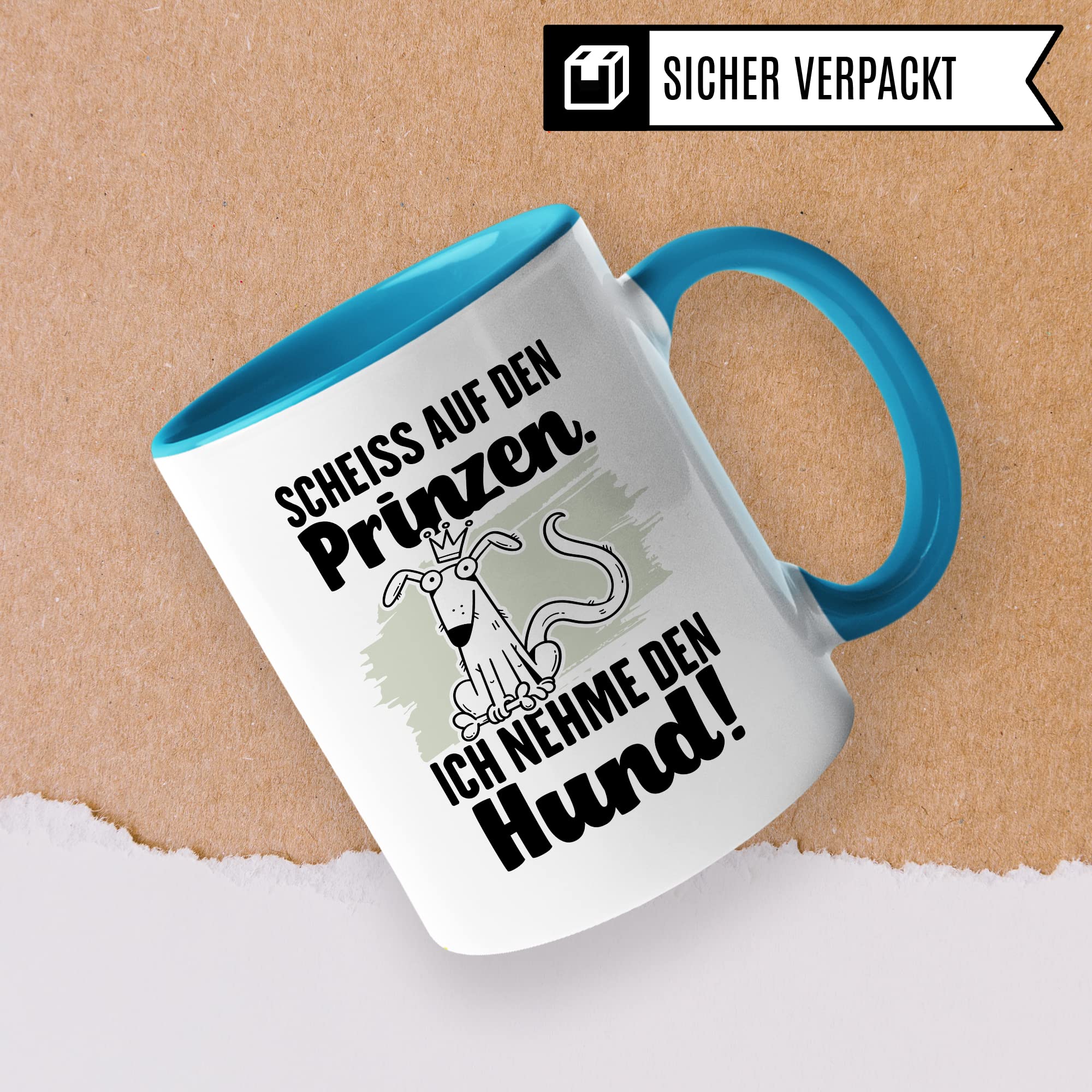 Tasse Hundemama Geschenk, Scheiß auf den Prinzen Ich nehme den Hund Geschenkidee beste Freundin Kaffee-Becher Kaffeetasse mit Spruch lustig Hundeliebhaber Single Liebeskummer