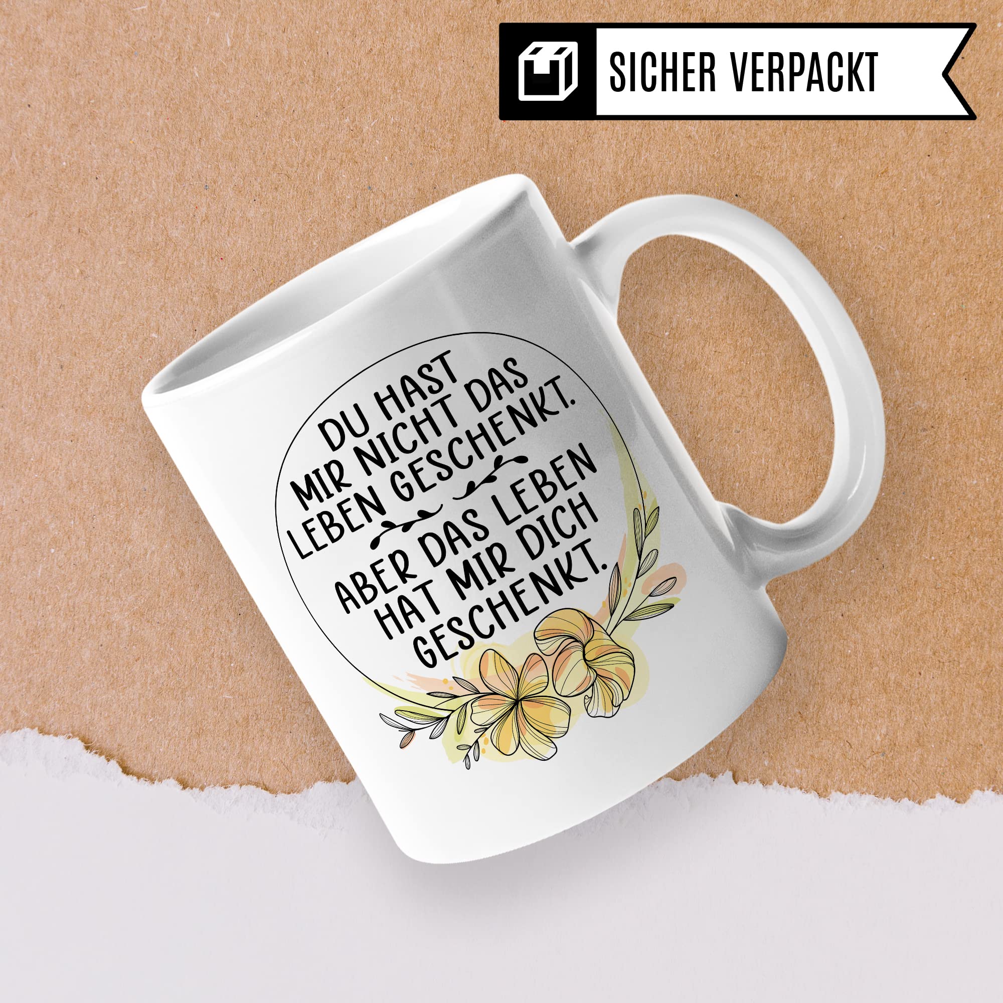 Tasse Pflegemama Geschenk, Das Leben hat mir dich geschenkt Geschenkidee Pflegemutter Tasse mit Spruch Kaffee-Becher Kaffeetasse Stiefmutter Ziehmutter Ersatzmama