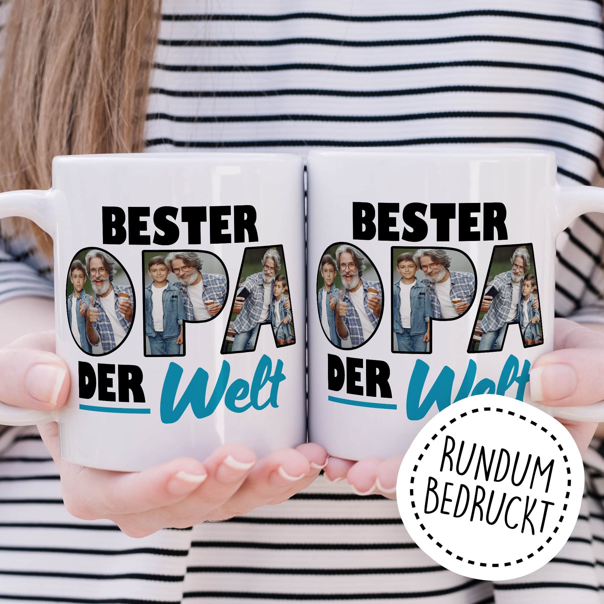 Opa Tasse personalisierbar mit Bild, Bester Opa der Welt, Geschenk personalisiert Großvater Spruch Enkelkinder schöner Spruch Geschenkidee Kaffeetasse Enkel