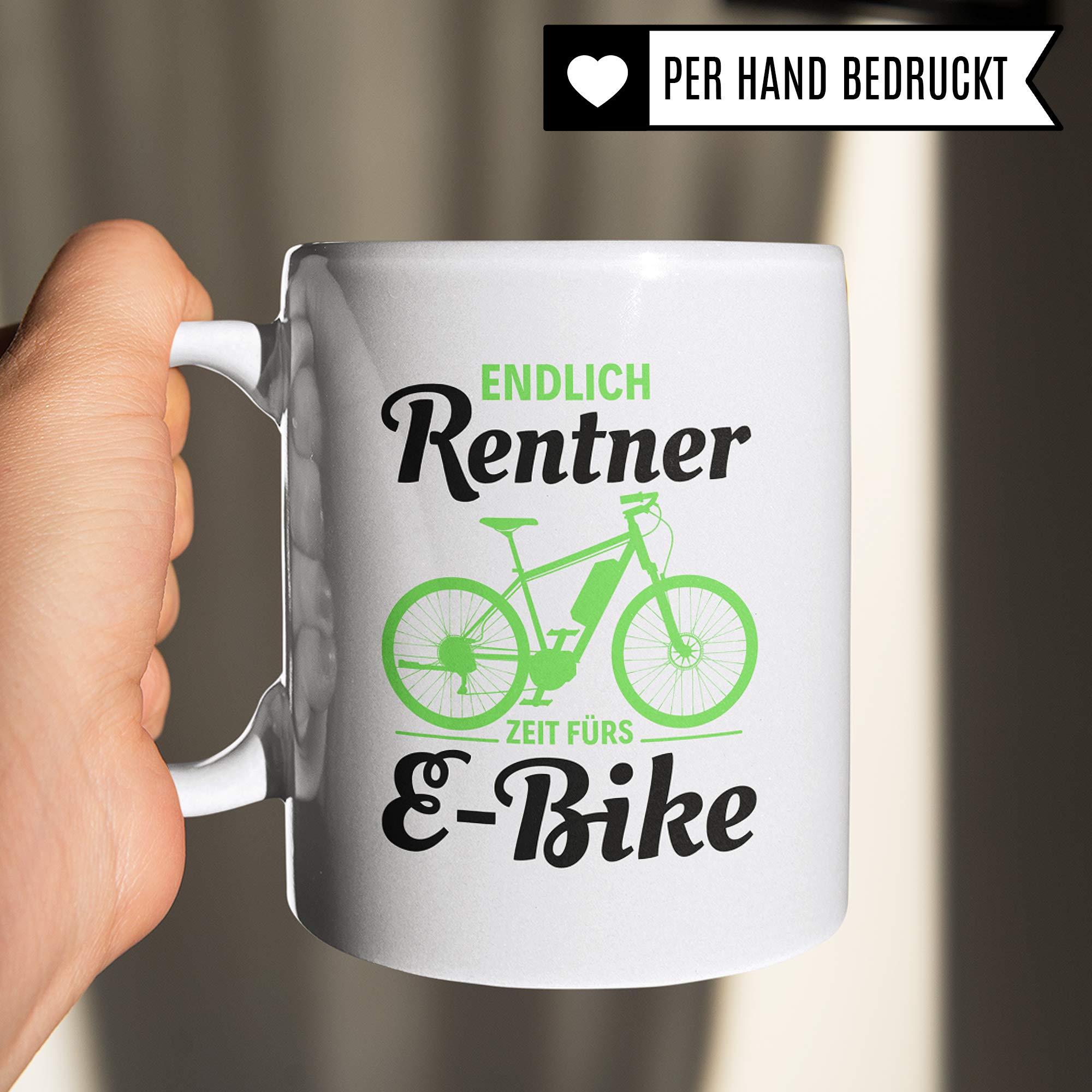 Pagma Druck EBike Geschenk, Rentner E Bike Tasse Ruhestand, Fahrrad Elektrorad Rente Renteneintritt Geschenkidee, Rentenbeginn E-Bike Becher Kaffeetasse