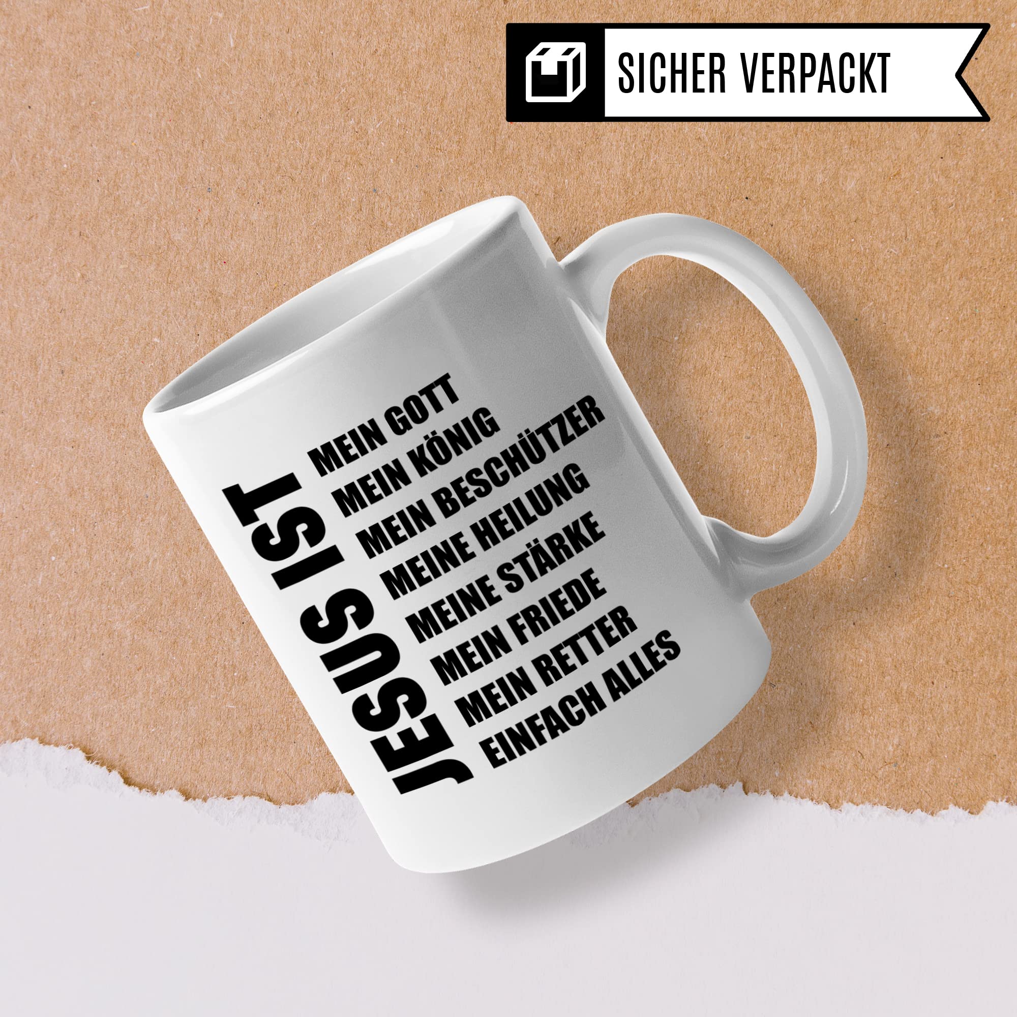 Jesus Tasse, Christentum Geschenke für Männer Frauen Kinder Kaffeeetasse mit Religion Spruch, Kaffee-Becher Gott Jesu Geschenkidee