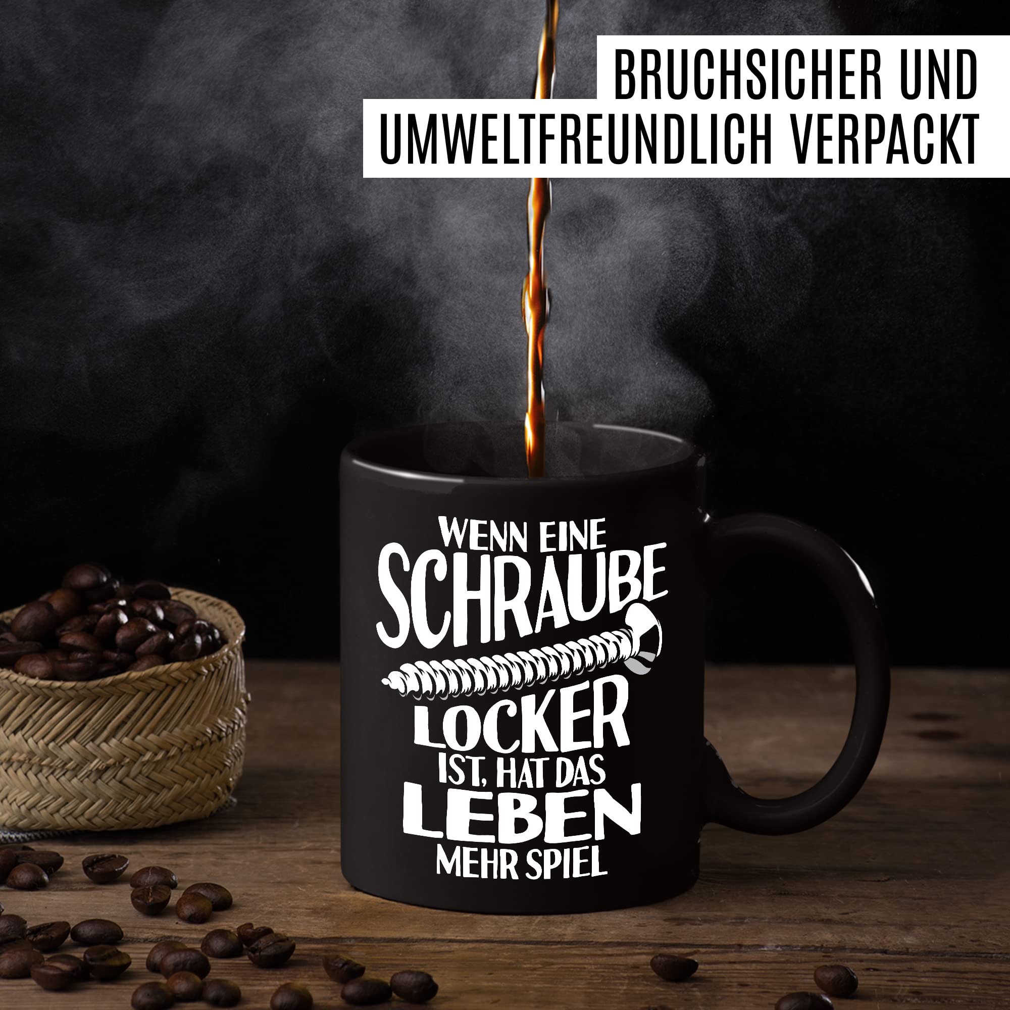 Handwerker Tasse Schrauben Kaffeetasse Mechatroniker Kaffee-Becher Schraube locker Männer Teetasse Geschenk Werkstadt Geschenkidee