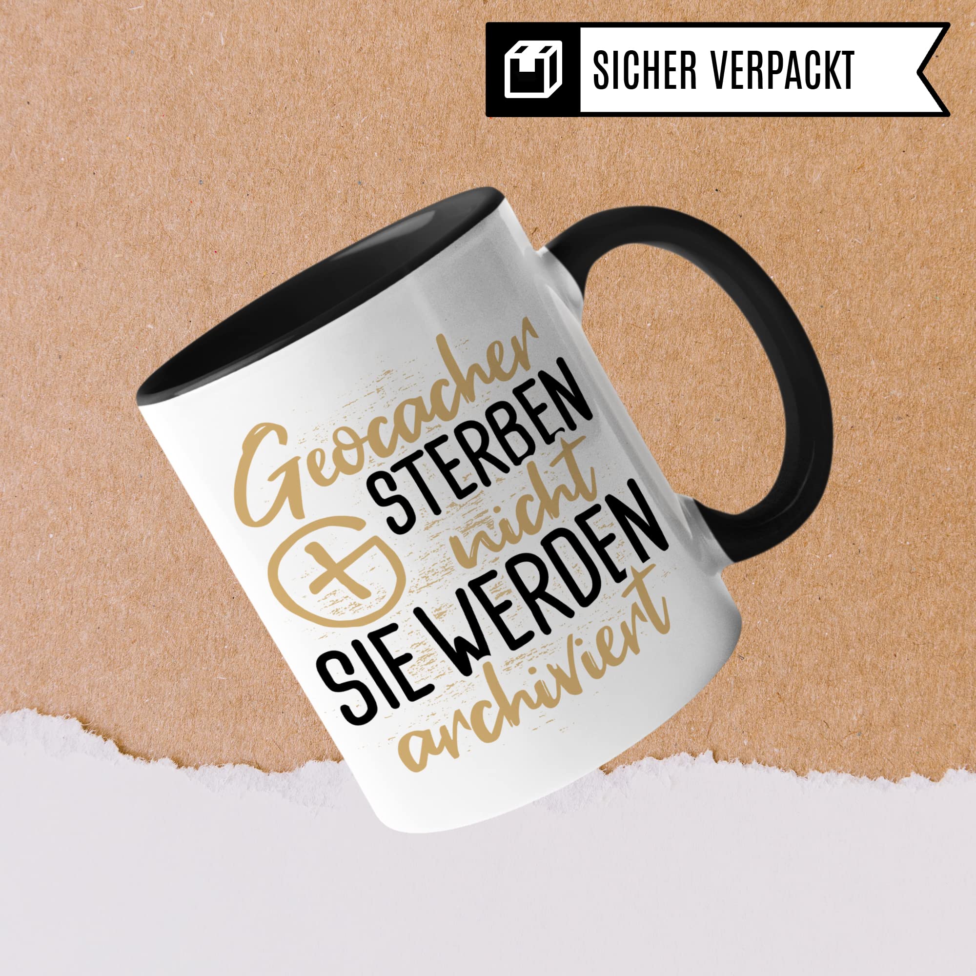 Geocaching Tasse, Geocacher Geschenk Cacher Becher Kaffeetasse Humor Witz Geschenkidee für Geocaches Gps Kaffeebecher