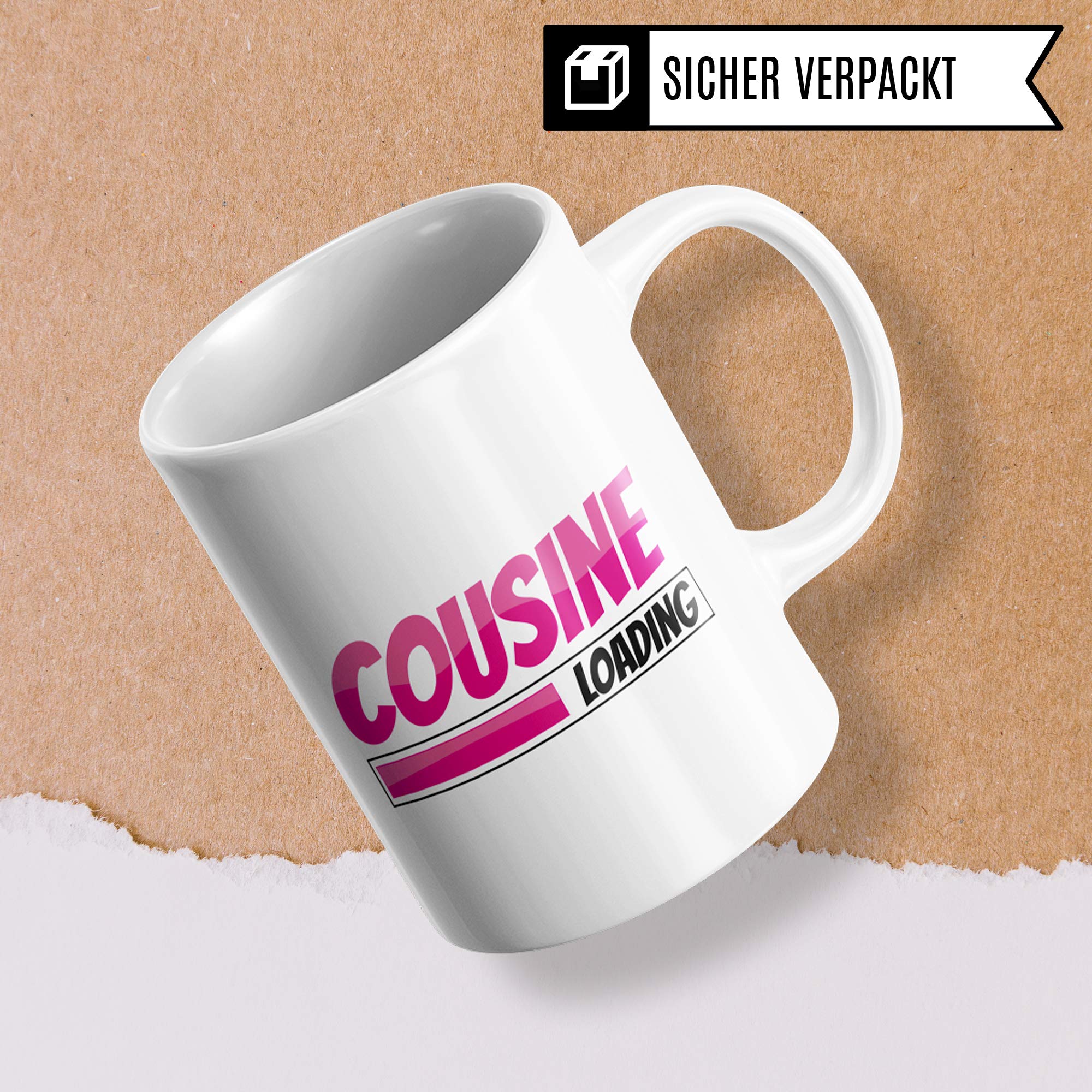 Pagma Druck Cousine Geschenk Becher, Tasse Cousine, Kaffeetasse Beste Cousine der Welt Geschenkideen, Familie Witz Kusine Kaffeebecher lustig