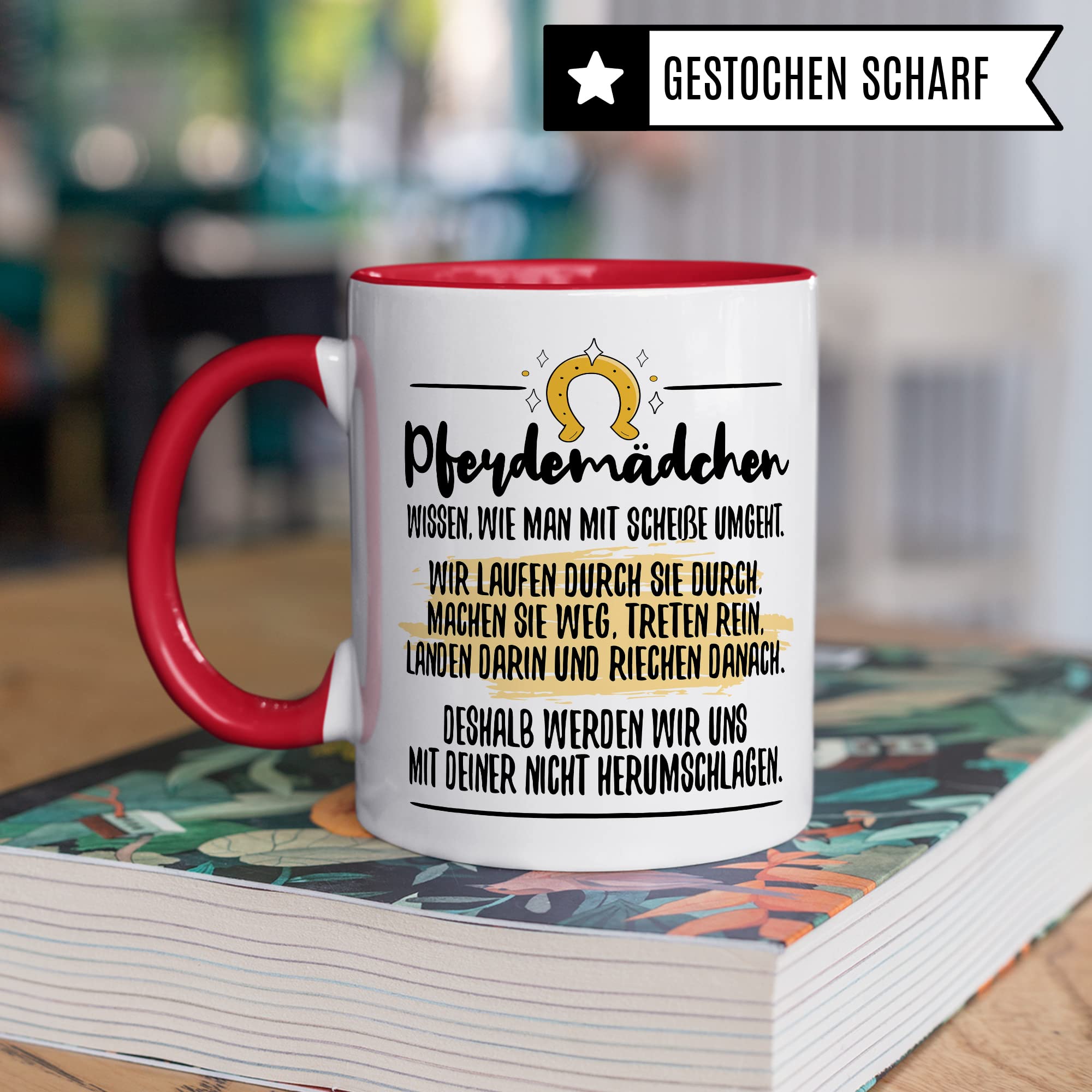 Tasse Pferdemädchen Pferd Pferde Kaffeetasse Reiterin Kaffee-Becher Reiten Teetasse Stallmädchen Pferdeliebhaber Geschenk Geschenkidee Stall Reiter Scheiße umgehen herumschlagen