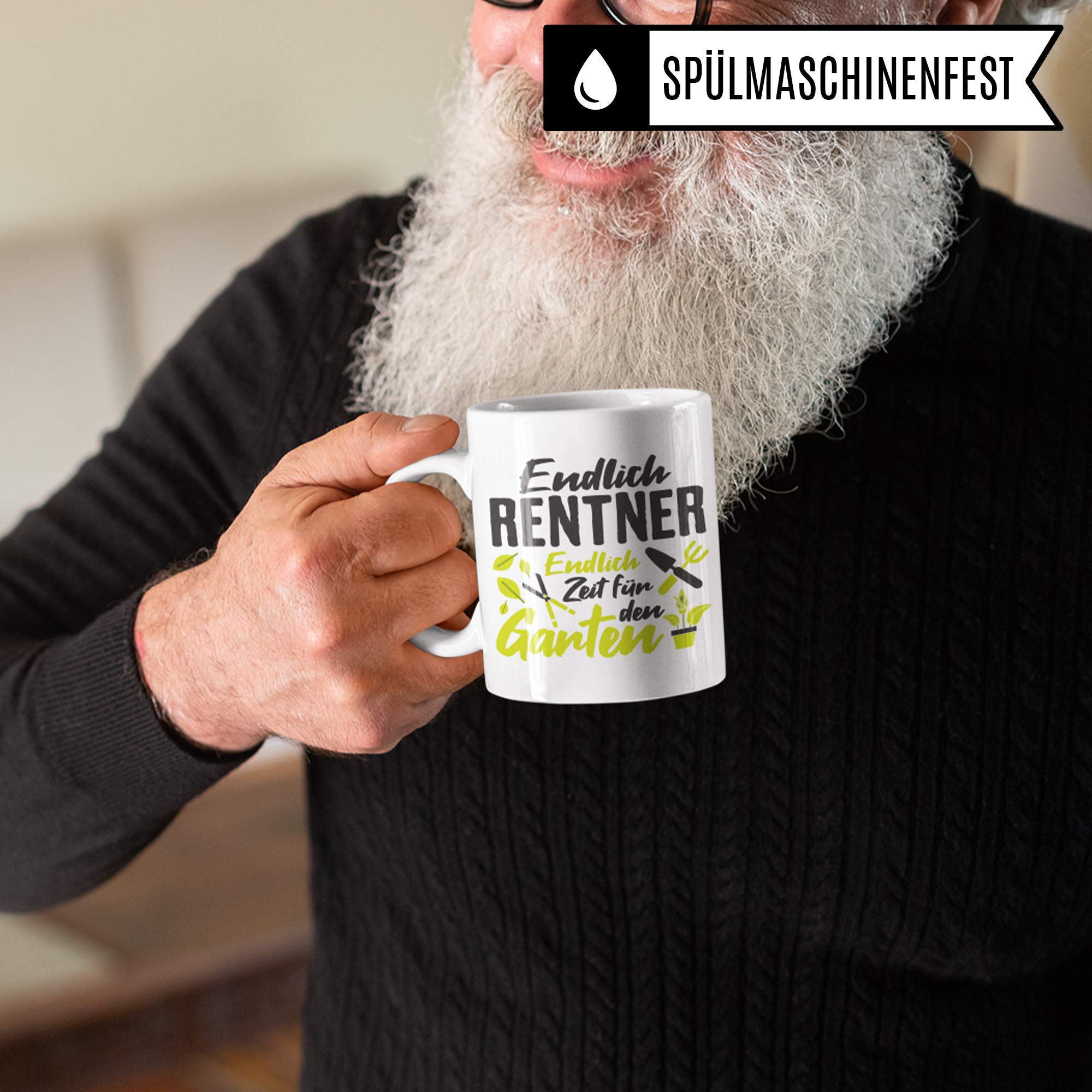 Pagma Druck Tasse Rentner Geschenk Garten, Rente Geschenkidee, Ruhestand Spruch Becher Gärtner, Kaffeetasse Renteneintritt Gartenarbeit Hobbygärtner Pensionierung (Weiß/Weiß)