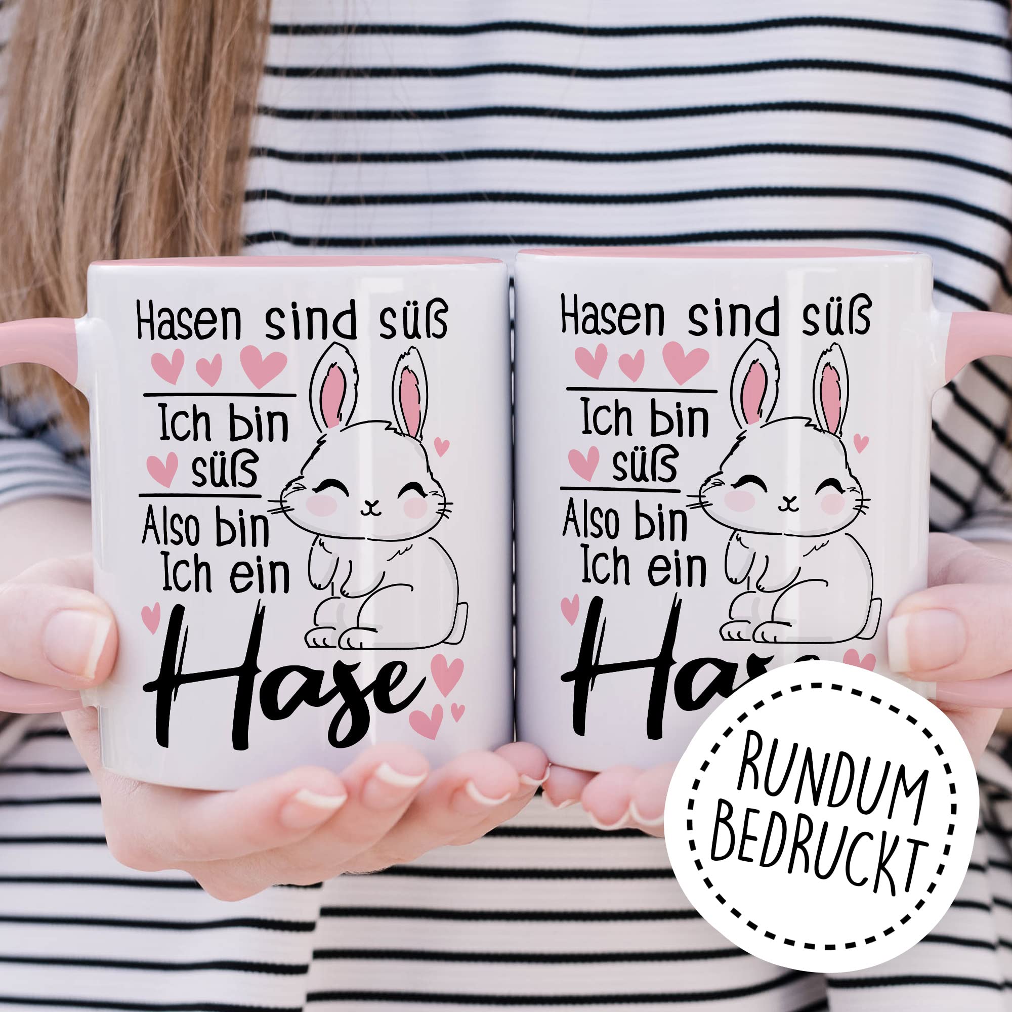 Hasen Tasse mit Spruch lustig Kaffeetasse mit Tier Witz Kaninchen Kaffee-Becher Häschen Humor Geschenk Hasen sind süß Ich bin süß Spruch Teetasse Haustier Feldhase Langohr Halter