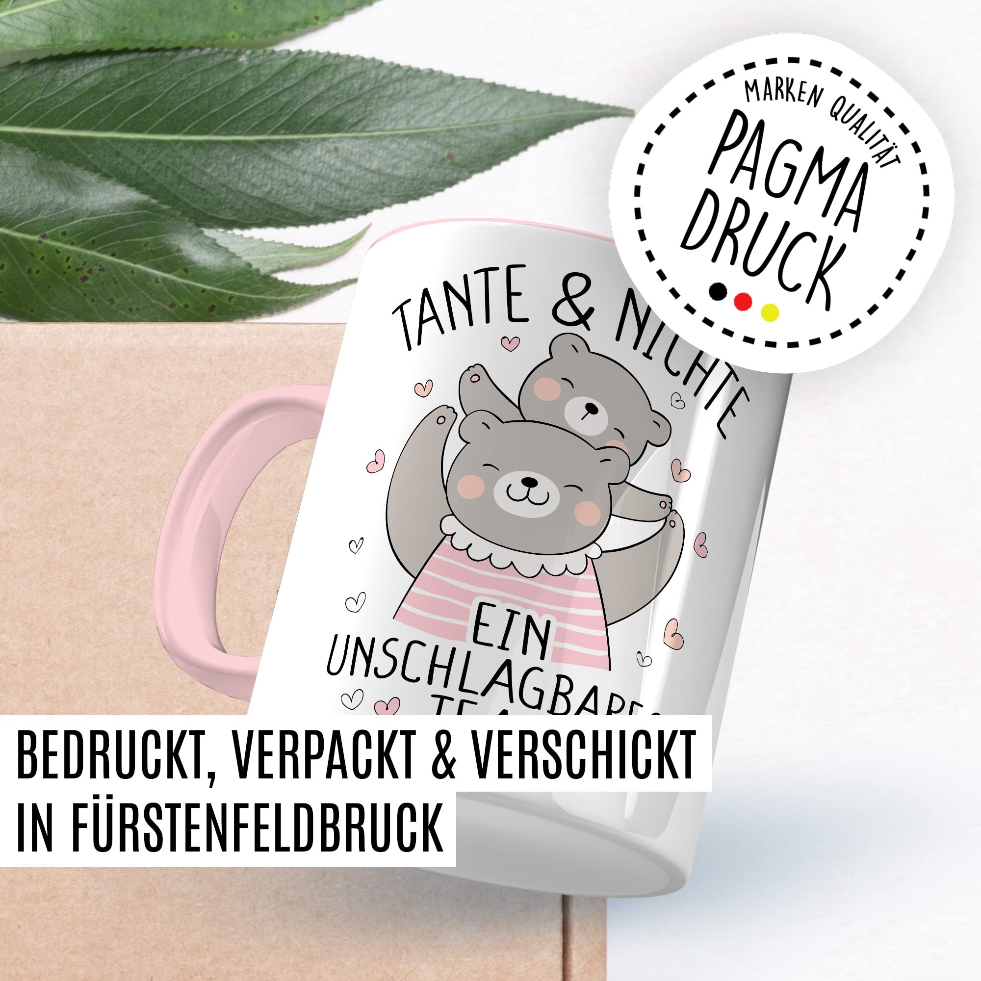 Tante Tasse Geschenk, Tante & Nichte ein unschlagbares Team Geschenkidee Kaffee-Becher Kaffeetasse Tasse mit Spruch lustig Tante Nichte Familie Patentante