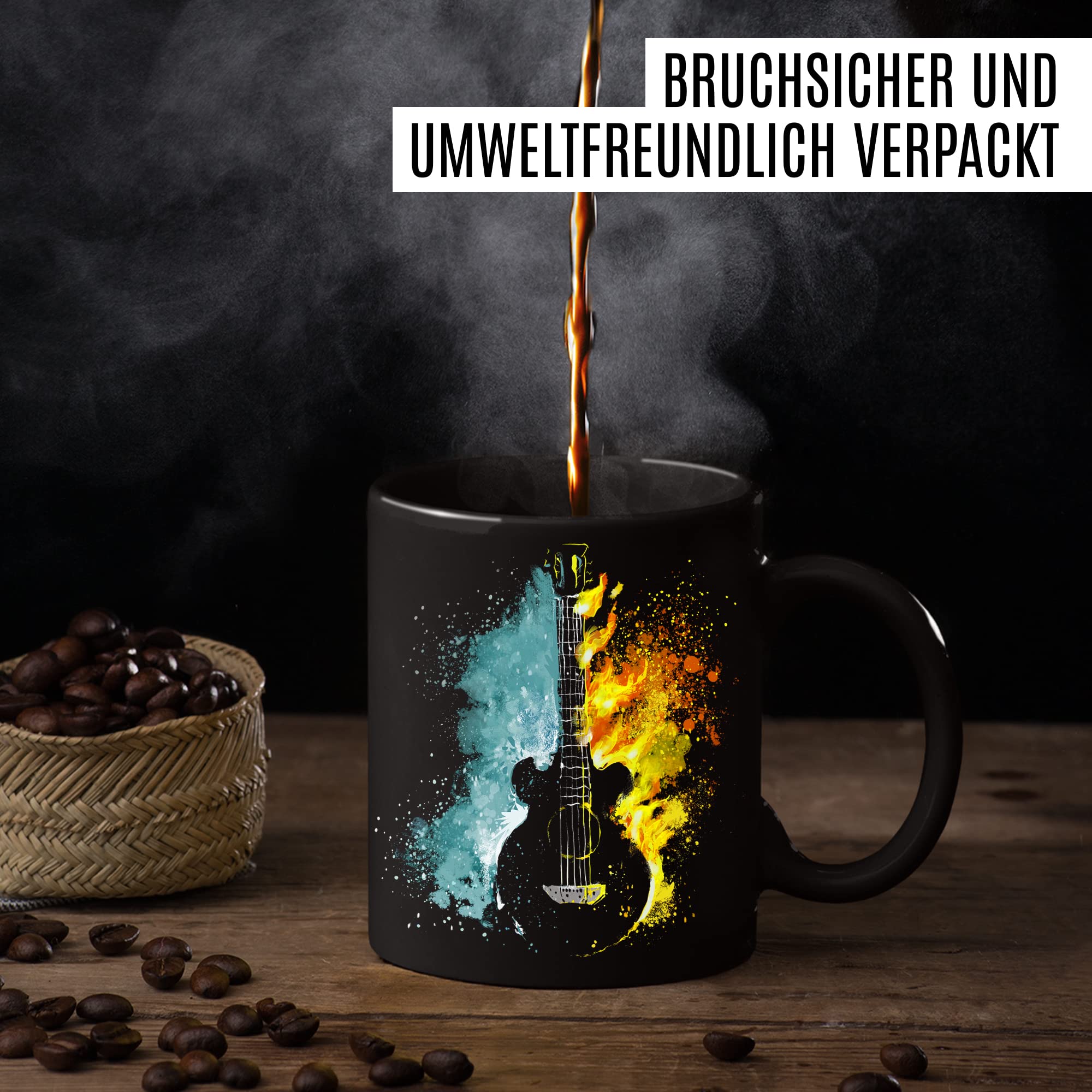 Tasse Gitarre Geschenk Gitarre-Motiv Geschenkidee Gitarrist Kaffee-Becher Kaffeetasse Gitarristin Teetasse Musiker Instrument Akustikgitarre E-Gitarre