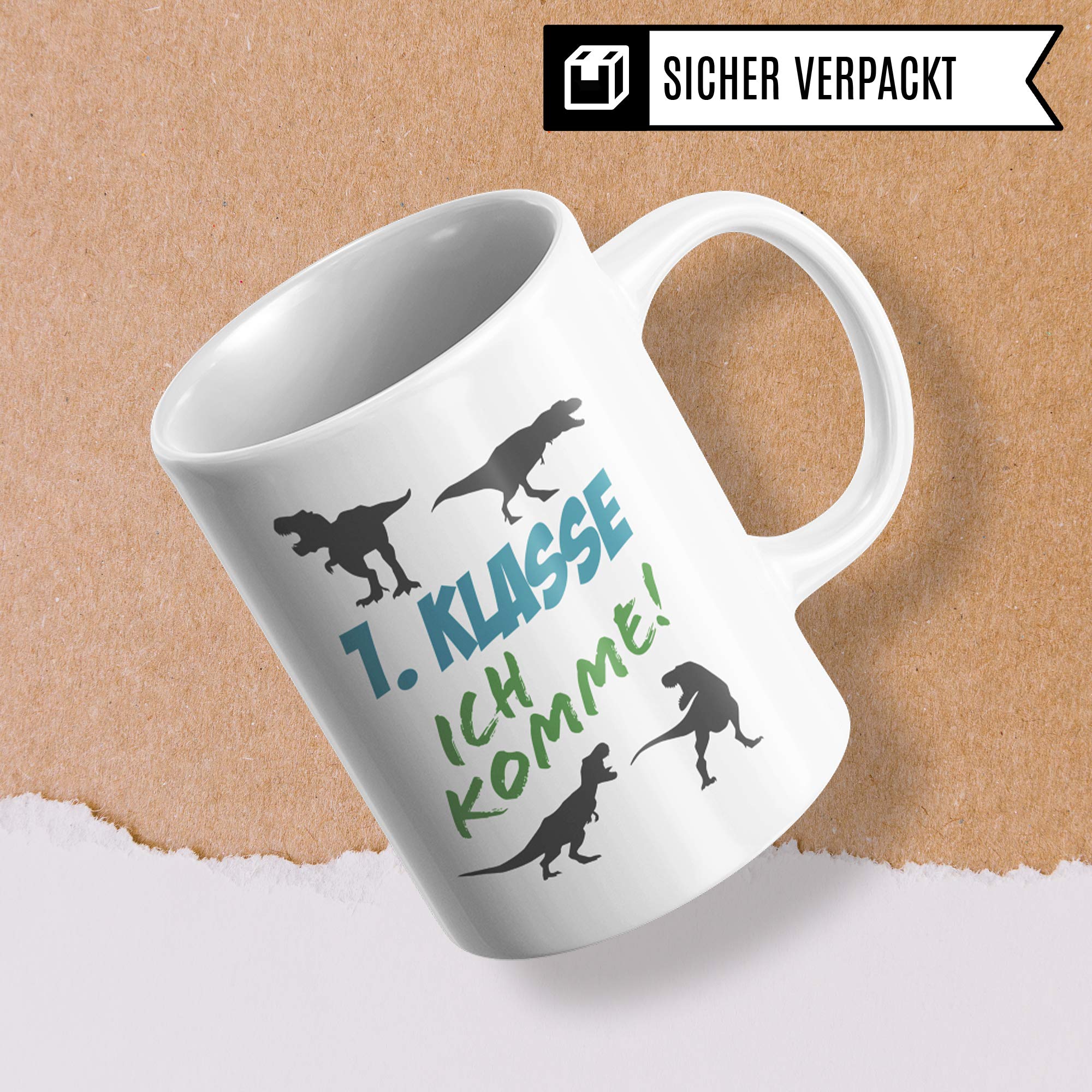 Pagma Druck 1. Klasse Geschenk Tasse, Einschulung, Einschulung Junge Schulbeginn Schulanfang Becher, Einschulungsgeschenke Schulkind, Erster Schultag Deko Kakaotasse Dino Dinosaurier